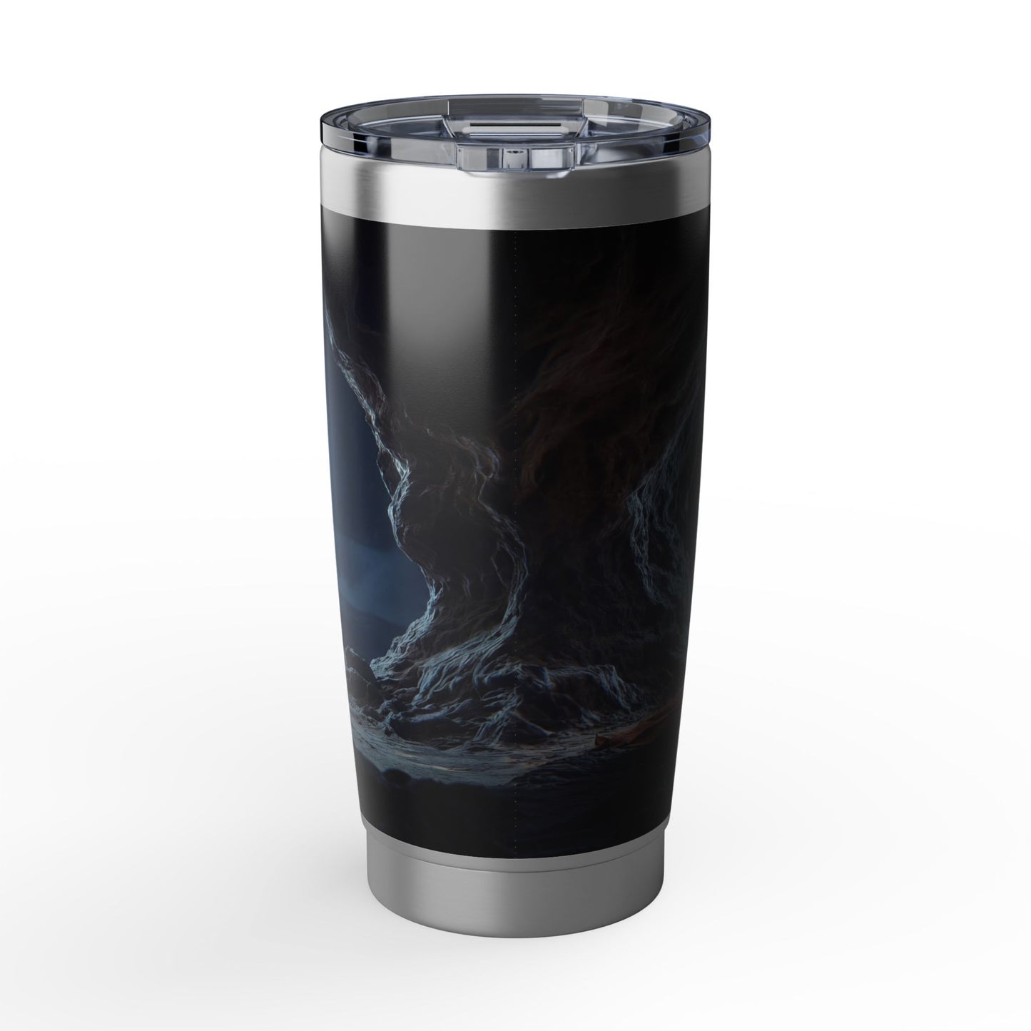 Moonlit Monk Meditation Tumbler – Serene Cave Sanctuary Glow