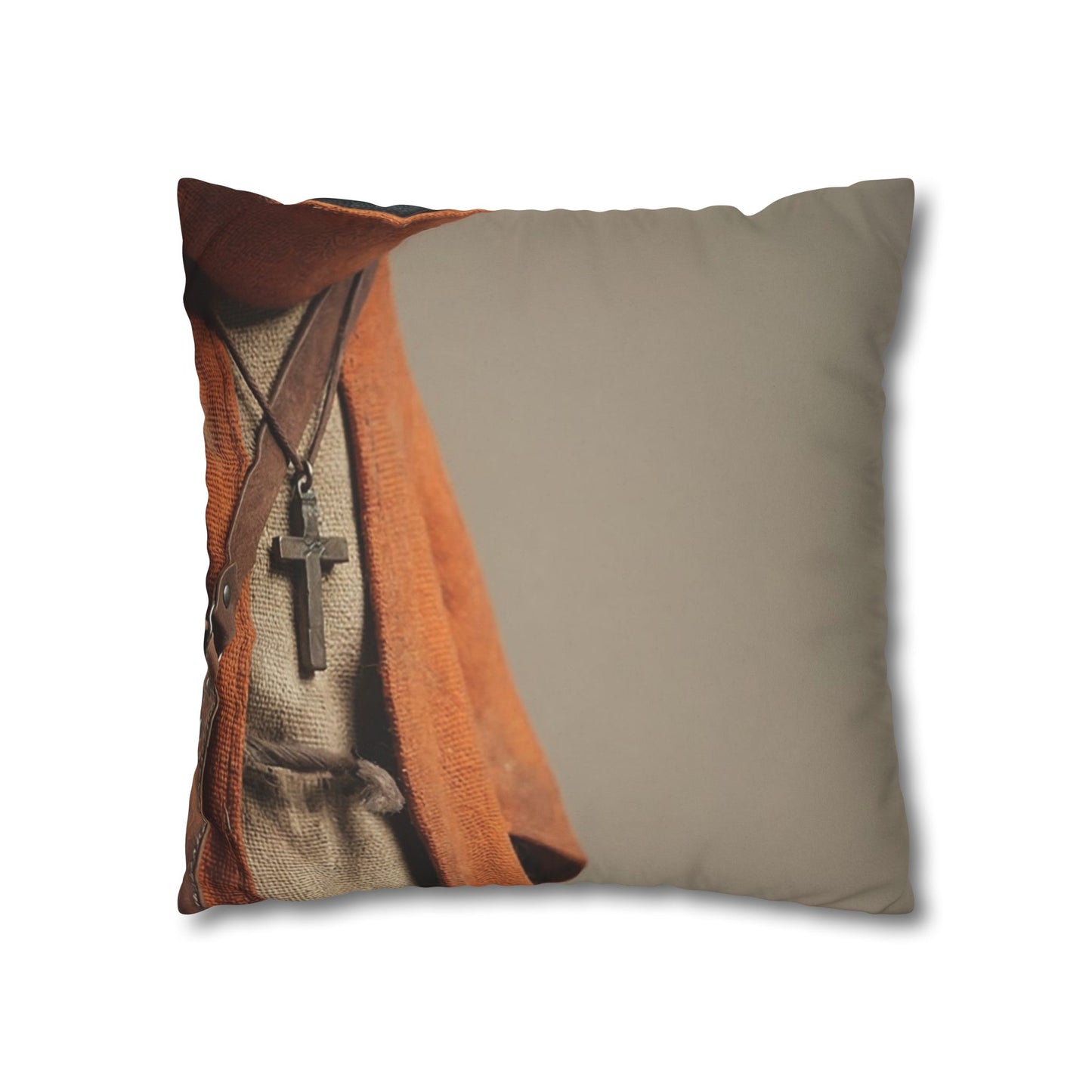 Wise Owl Scholar Faux Suede Square Pillowcase – Rusty Robe and Cross Pendant