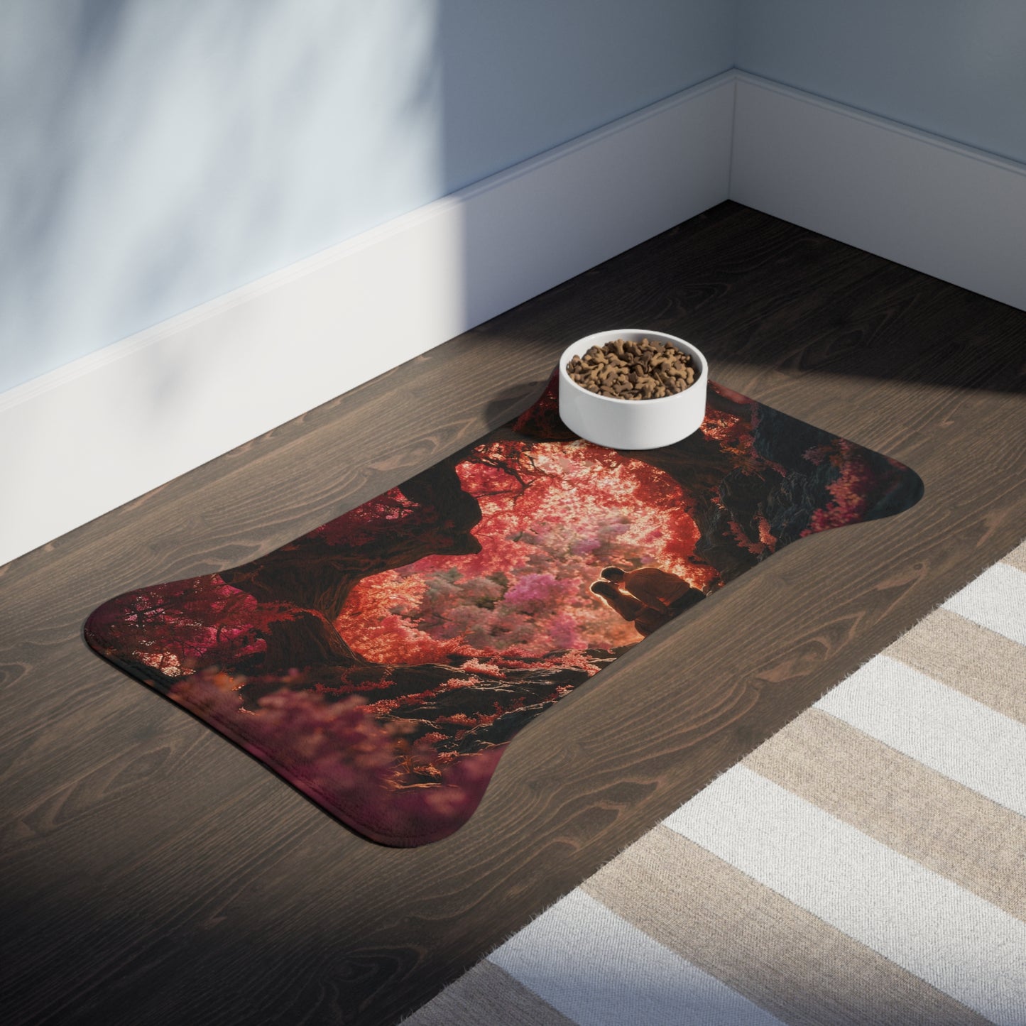 Crimson Canopy Pet Feeding Mats – Heart-Shaped Grove Dining Mat