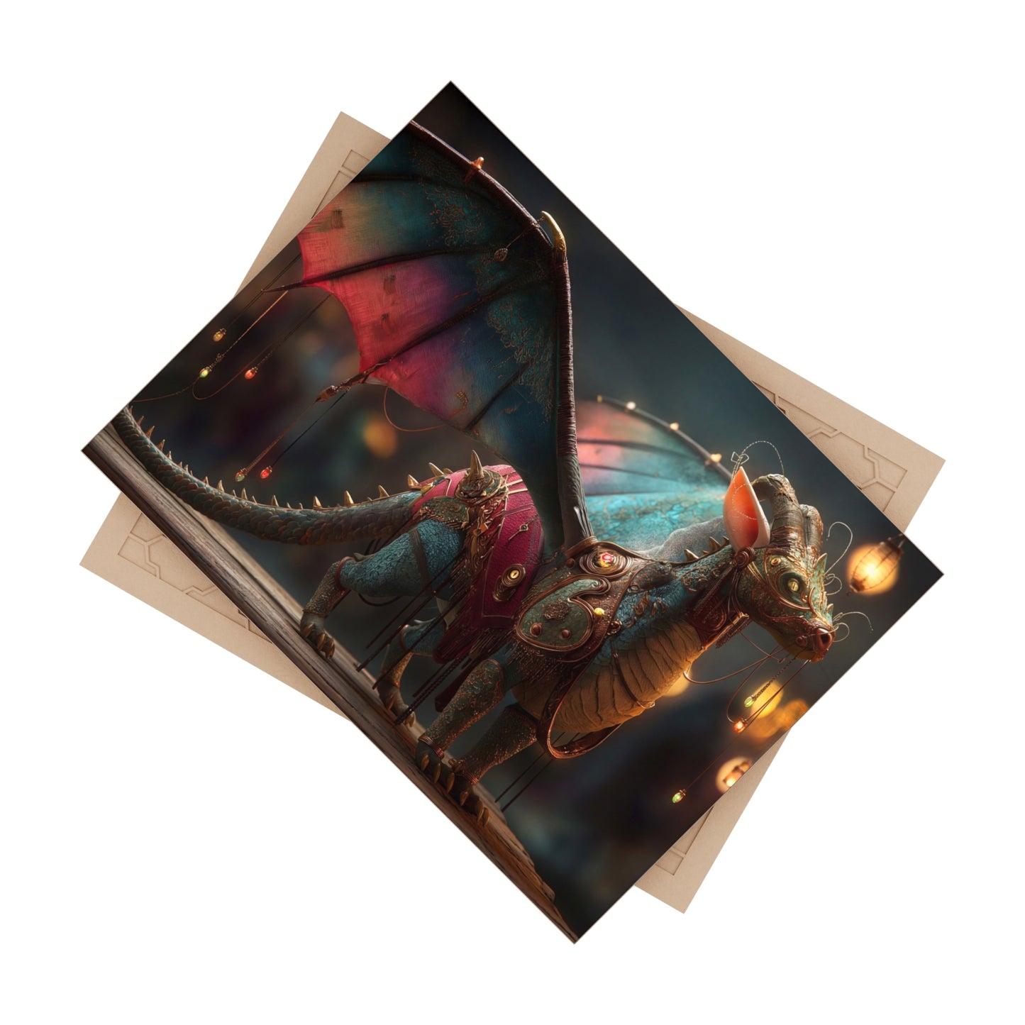 Regal Dragon with Rainbow Wings Ceramic Photo Tile – Evening Market Guardian