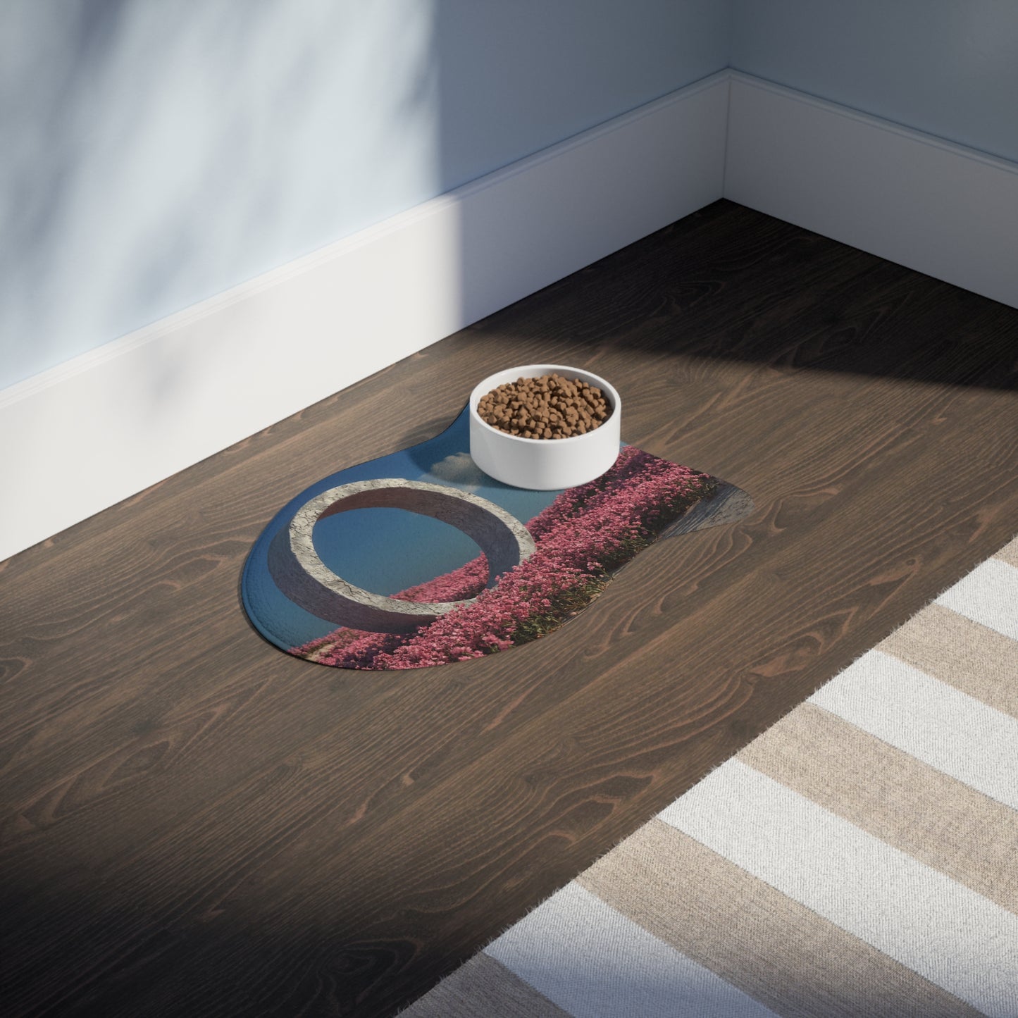 Concrete Circle Feeding Mats – Pink Wildflower Portal Scene