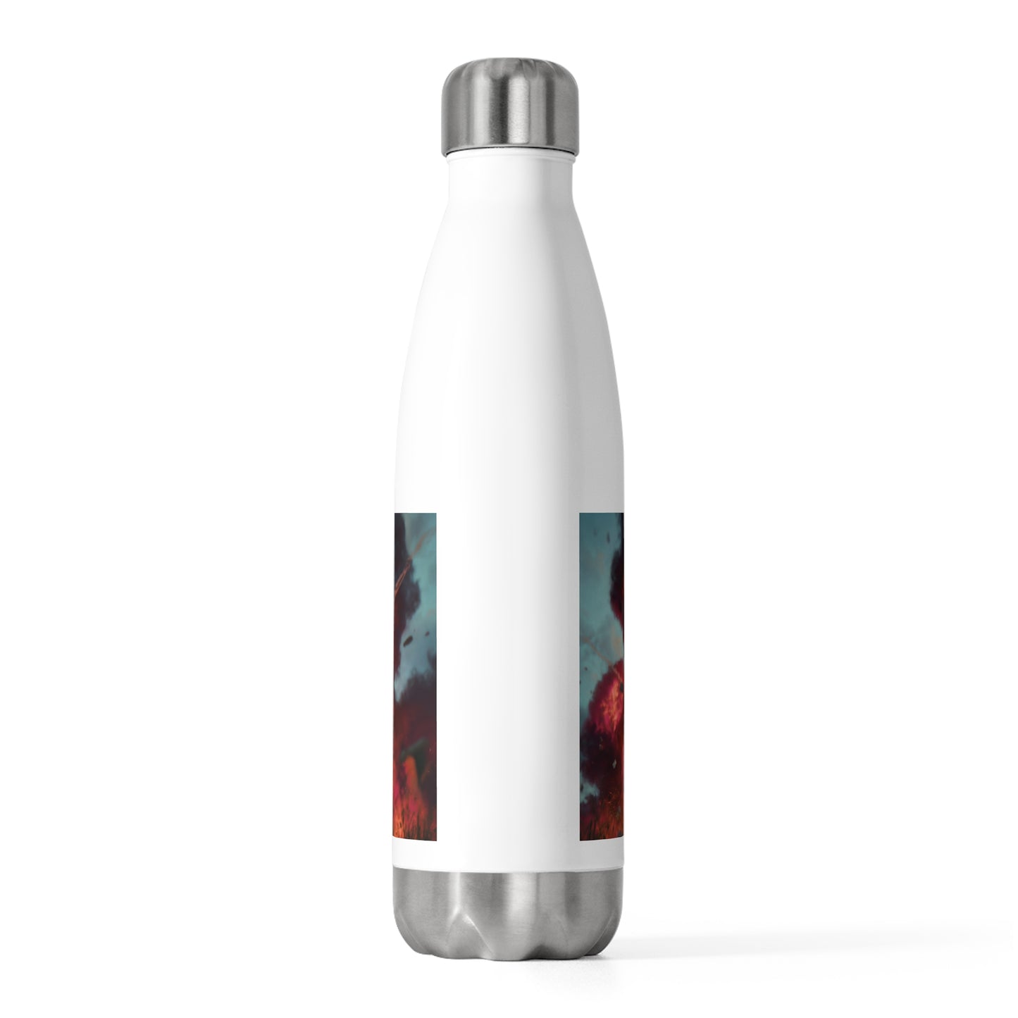 Crimson Sky Sentinel 20oz Insulated Bottle – Standing Amidst the Aftermath