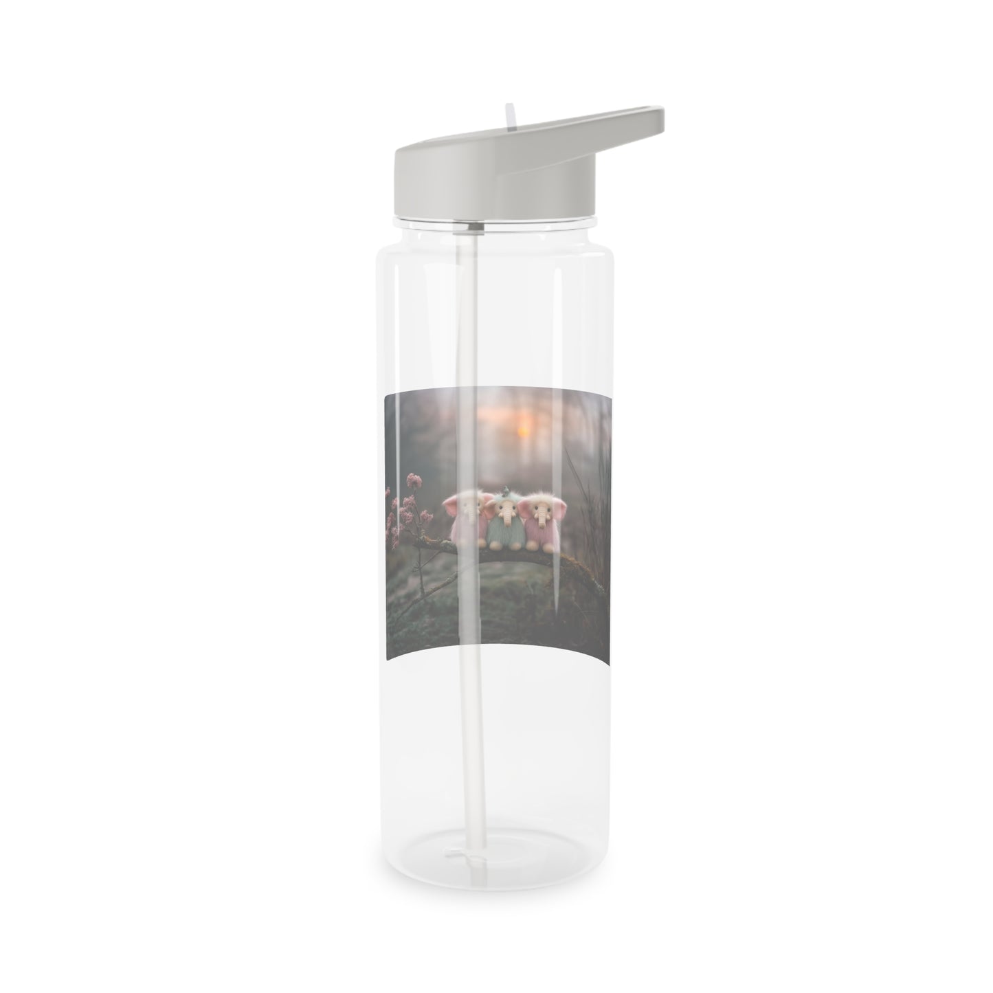 Three Fluffy Elephants Tritan Water Bottle – Mossy Branch Twilight Scene