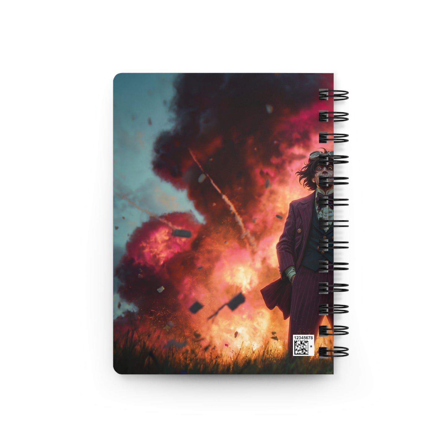 Mad Scientist Amidst Crimson Explosion Spiral Bound Journal – Calm in the Chaos