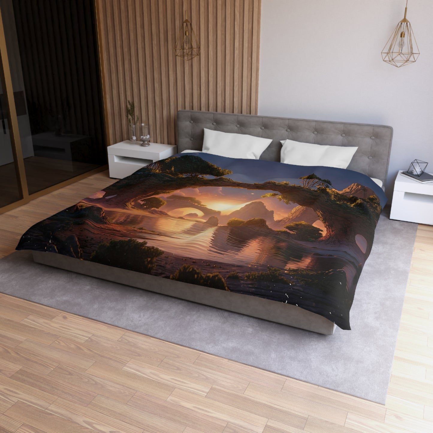 Celestial Archway Microfiber Duvet Cover – Sunset Sanctuary Dreamscape
