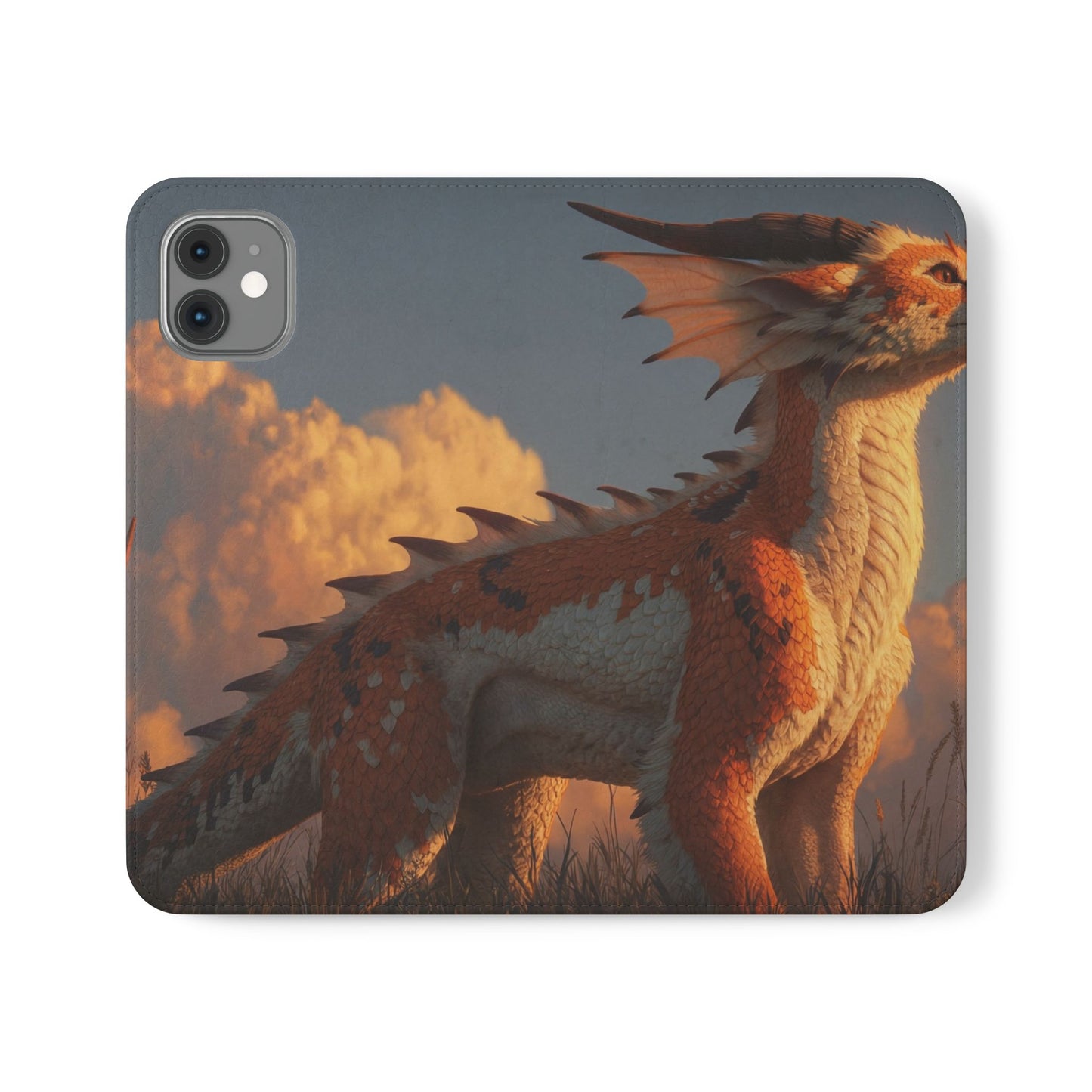 Gilded Dragon Flip Cases – Amber Sunset Guardian