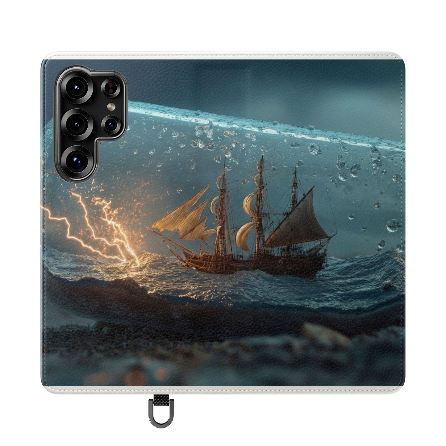 Storm-Struck Galleon Flip Cases – Lightning Inside Glass Bottle