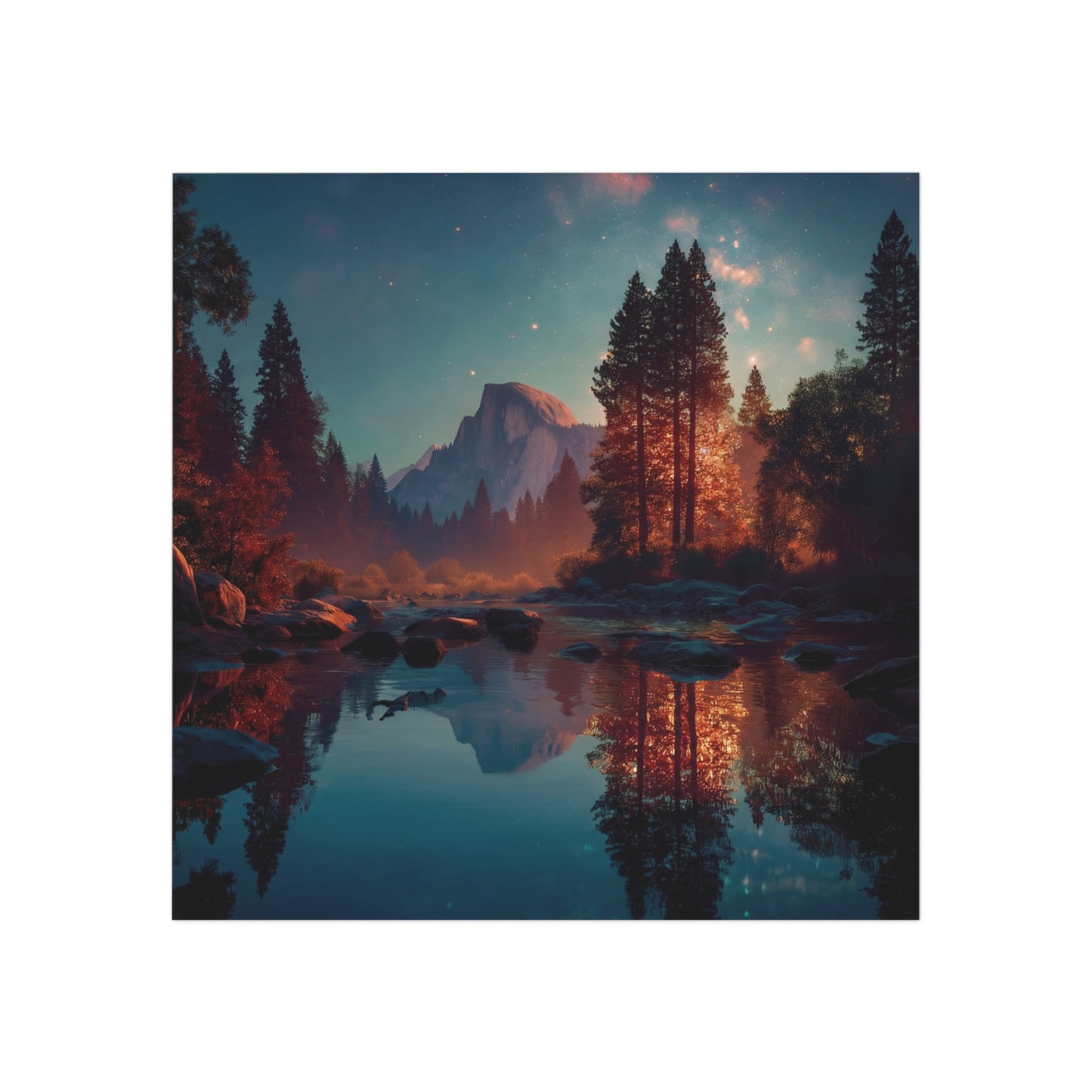 Half Dome Starlit River Magnet – Dreamer’s Twilight Reflection