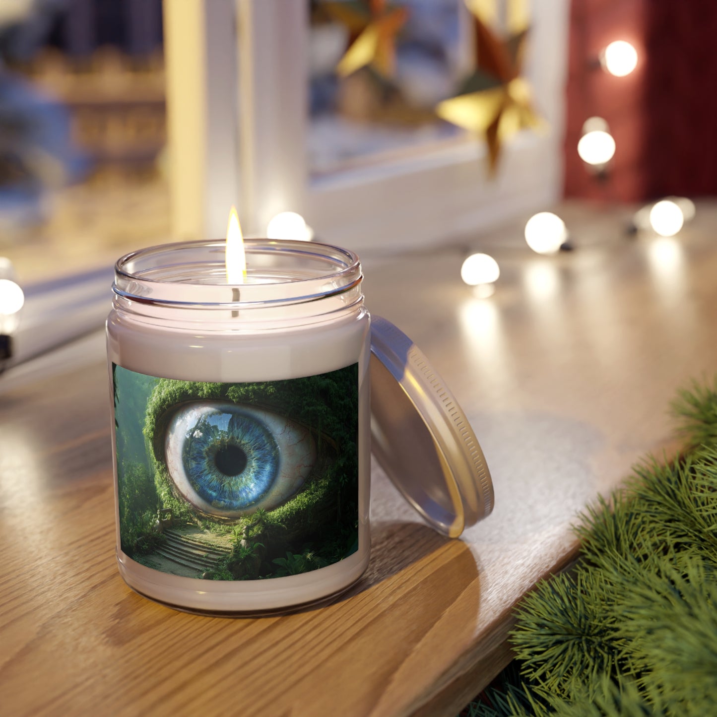 Guardian Eye of the Verdant Grove Scented Soy Candles with White Lid, 9oz – Watchful Forest Serenity