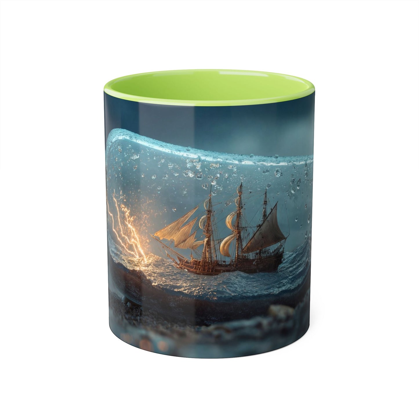 Storm Captured Accent Mugs, 11oz – Ship in a Bottle Lightning Scene