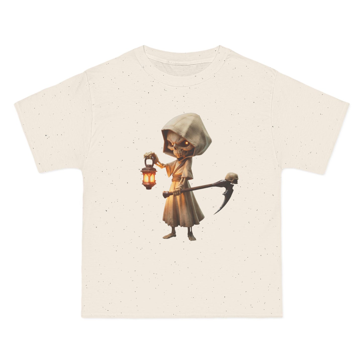Lantern-Bearing Grim Reaper Short-Sleeve T-Shirt – Hooded Sentinel with Scythe