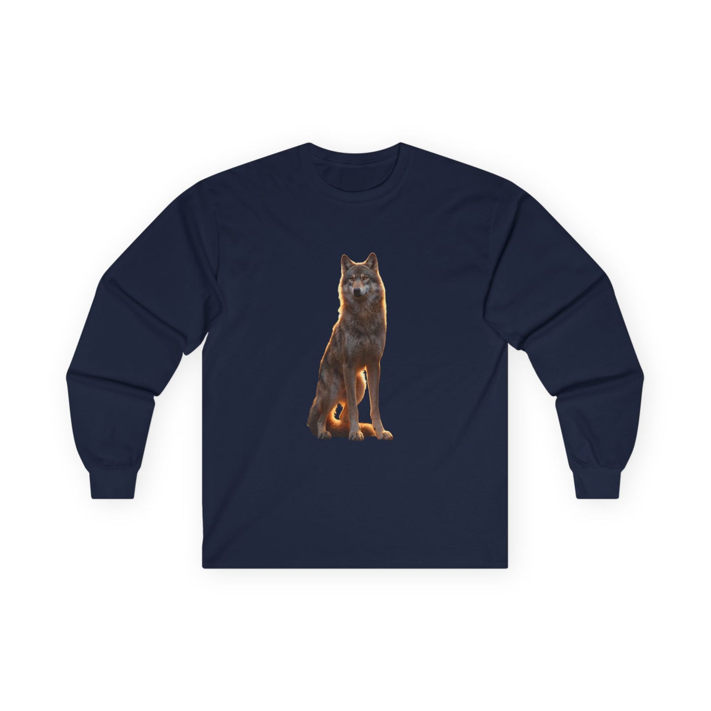Twilight Wolf Unisex Ultra Cotton Long Sleeve Tee – Golden Hour Sentinel