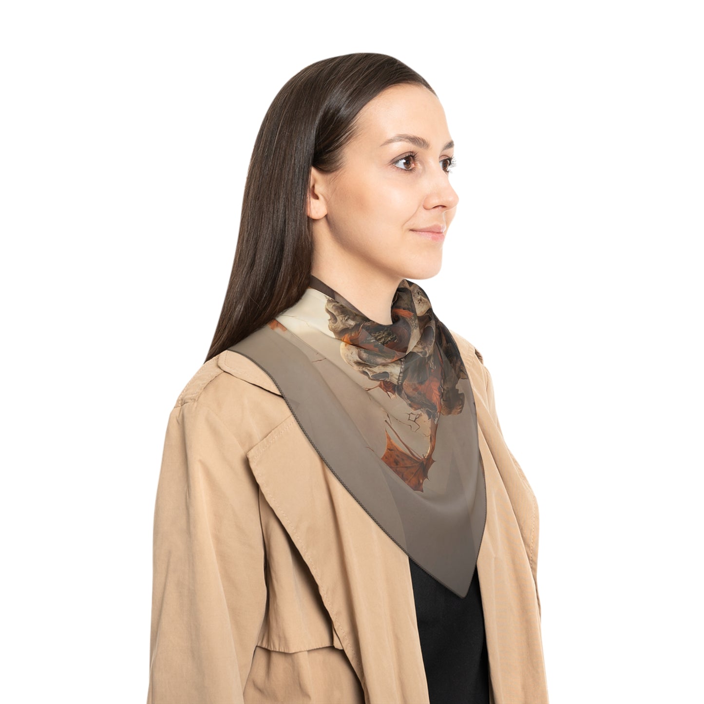 Batwing Corgi on Skull Throne Poly Scarf – Autumn Eclipse Guardian