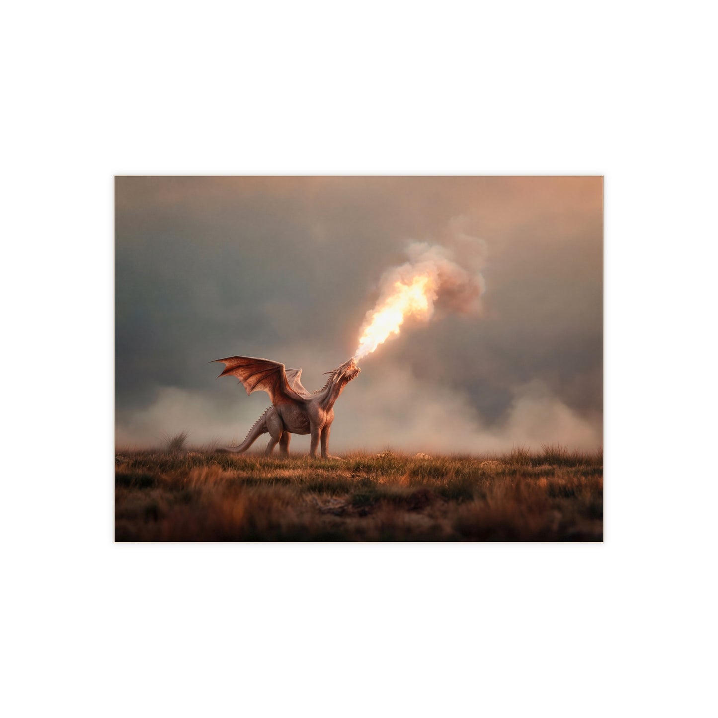 Dragon’s Roar Ceramic Photo Tile – Sunset Firestorm on the Moor