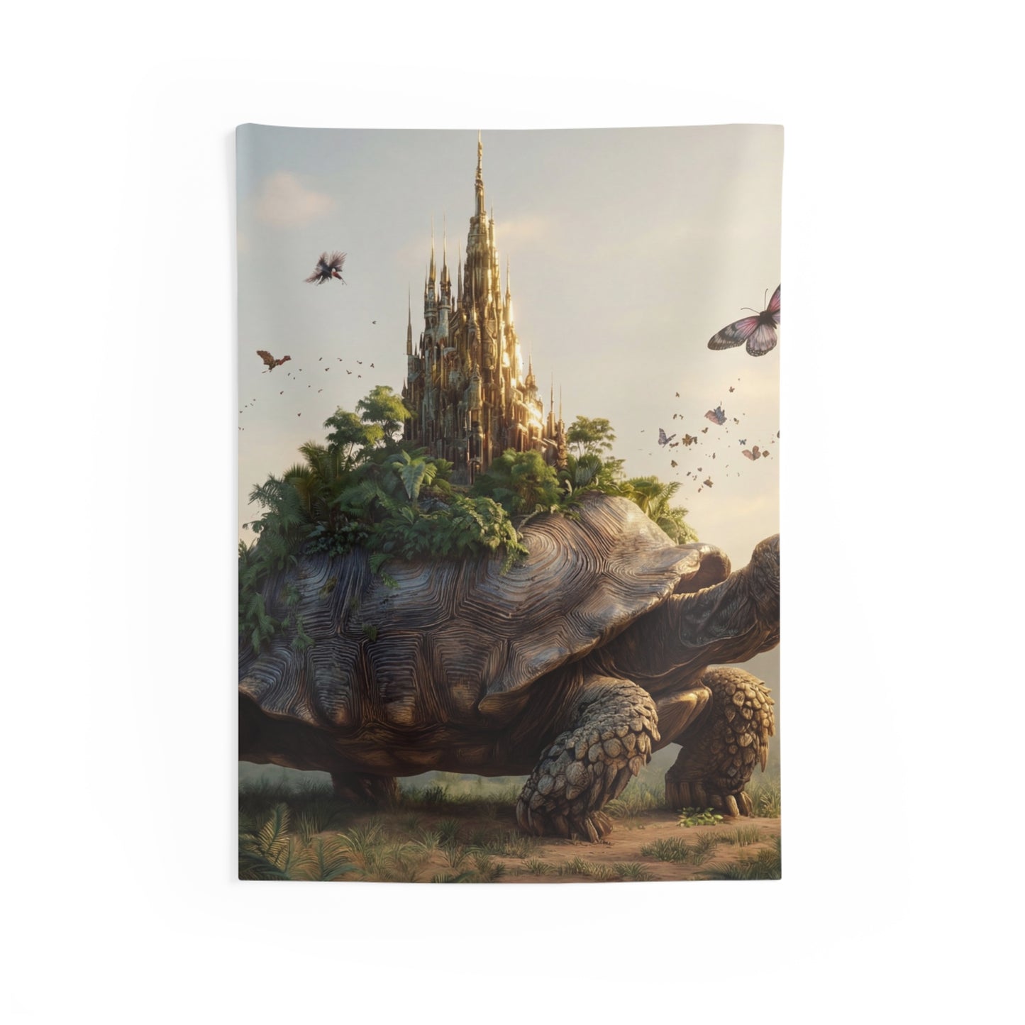 Castle on Turtle Back Indoor Wall Tapestries – Sunlit Jungle Sanctuary