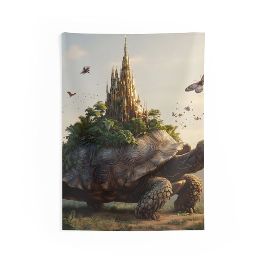 Castle on Turtle Back Indoor Wall Tapestries – Sunlit Jungle Sanctuary