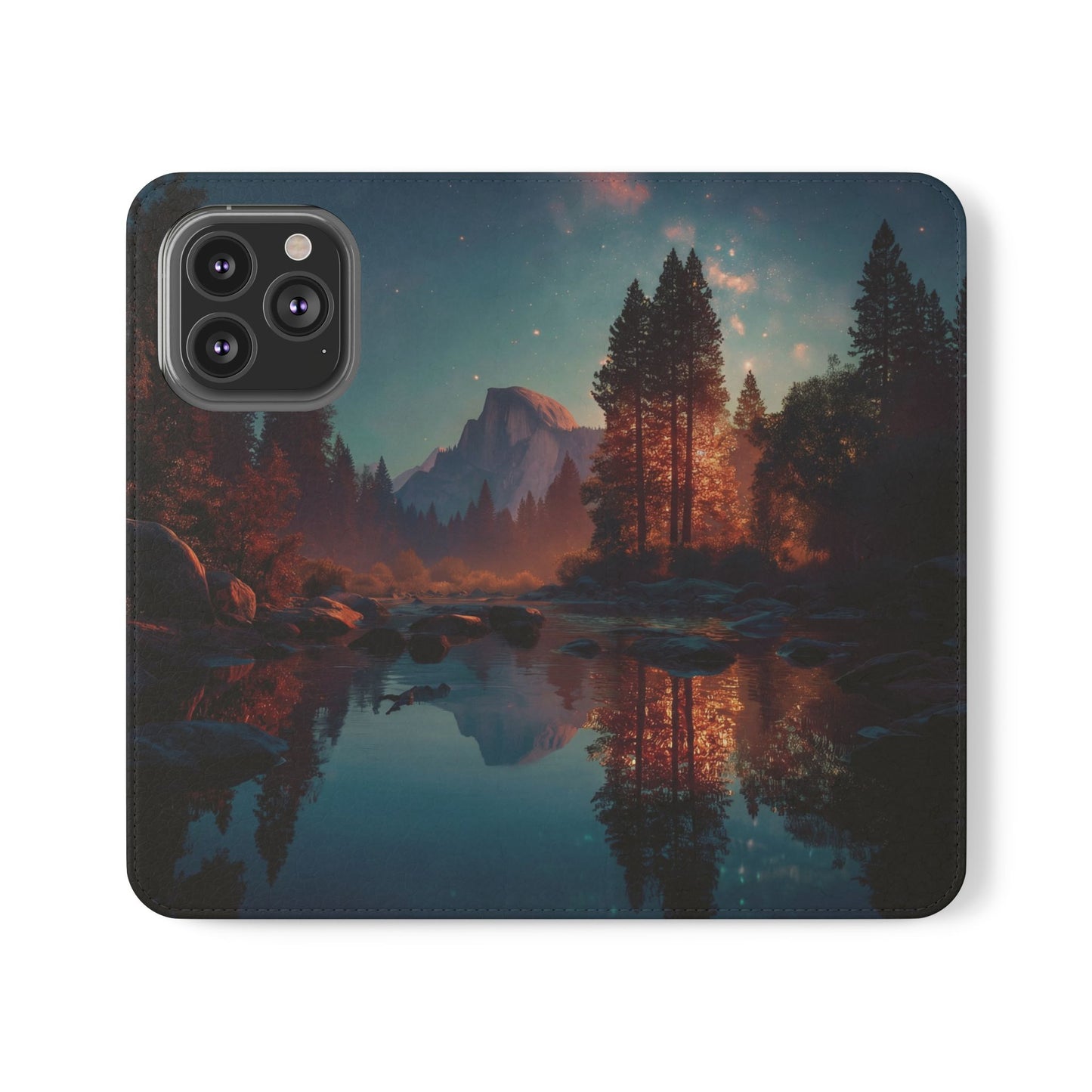 Starlit Valley Flip Cases – Twilight River and Half Dome Reflections