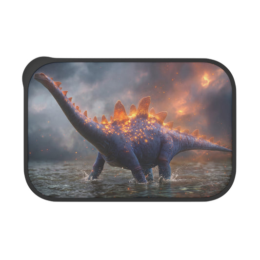 Celestial Stegosaurus PLA Bento Box with Band and Utensils – Twilight Dinosaur Majesty
