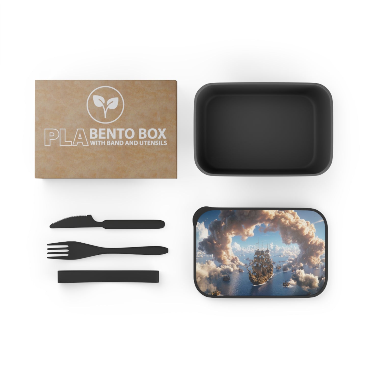 Celestial Fleet PLA Bento Box with Band and Utensils – Dawn’s Armada on Azure Seas