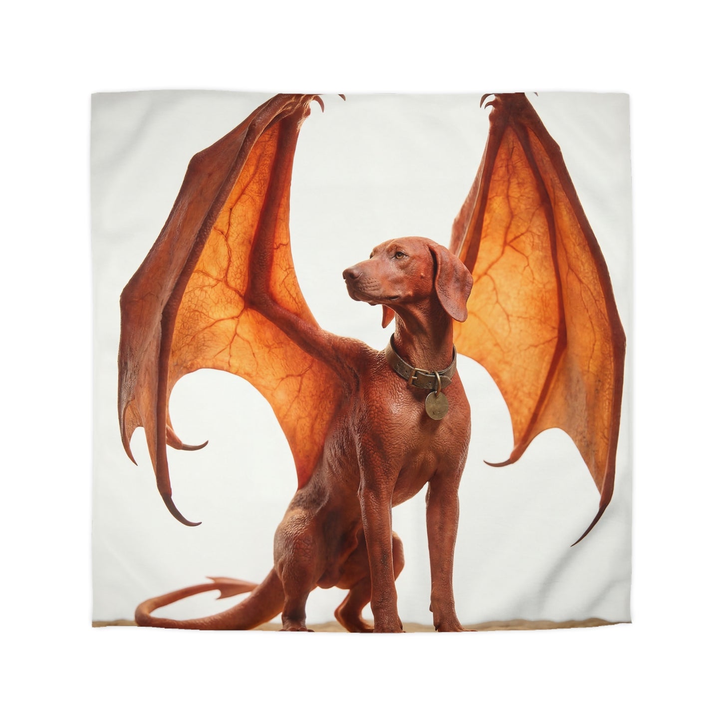 Winged Canine Guardian Microfiber Duvet Cover – Amber Flight Dreamscape