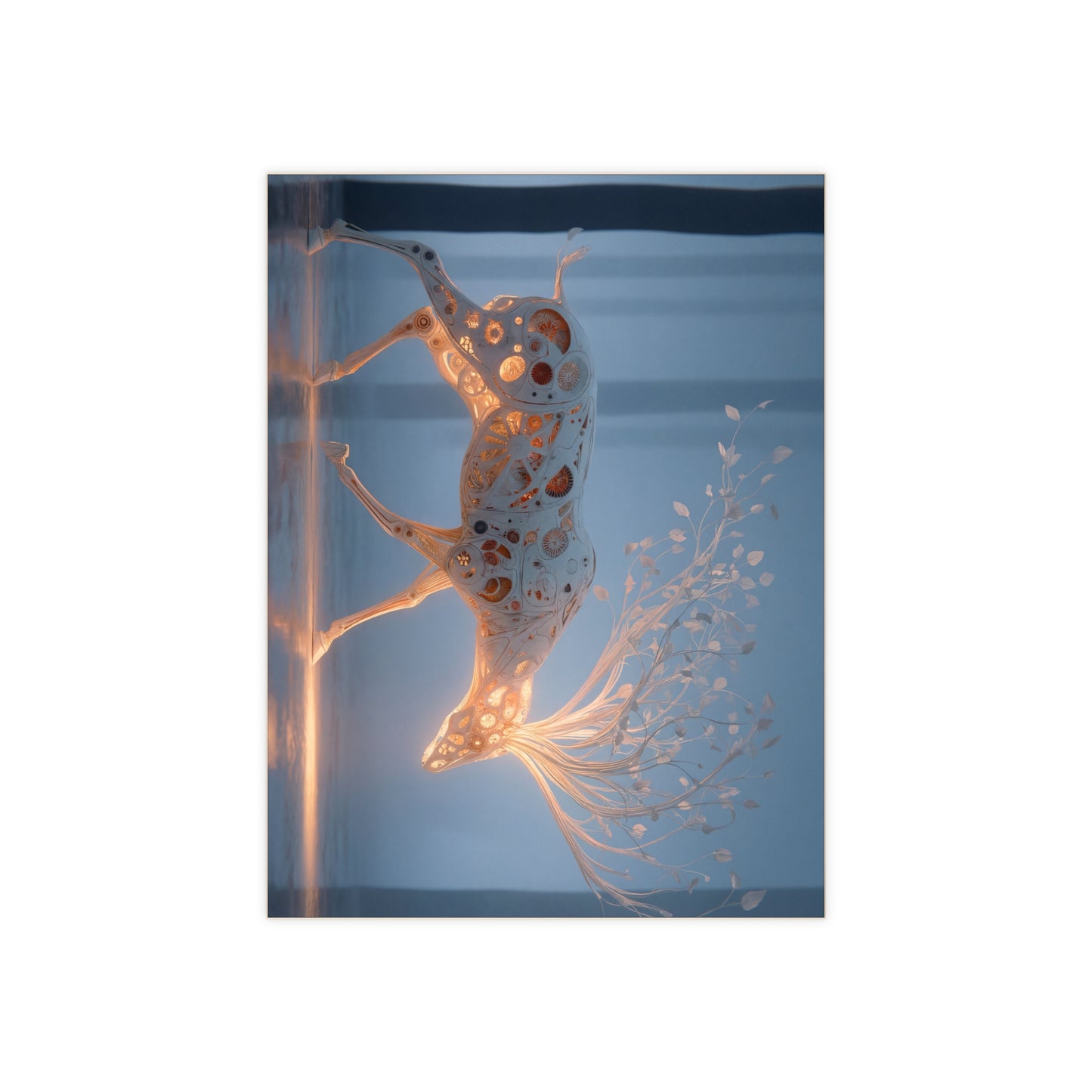 Luminescent Mechanical Deer Ceramic Photo Tile – Whispers of Inner Growth