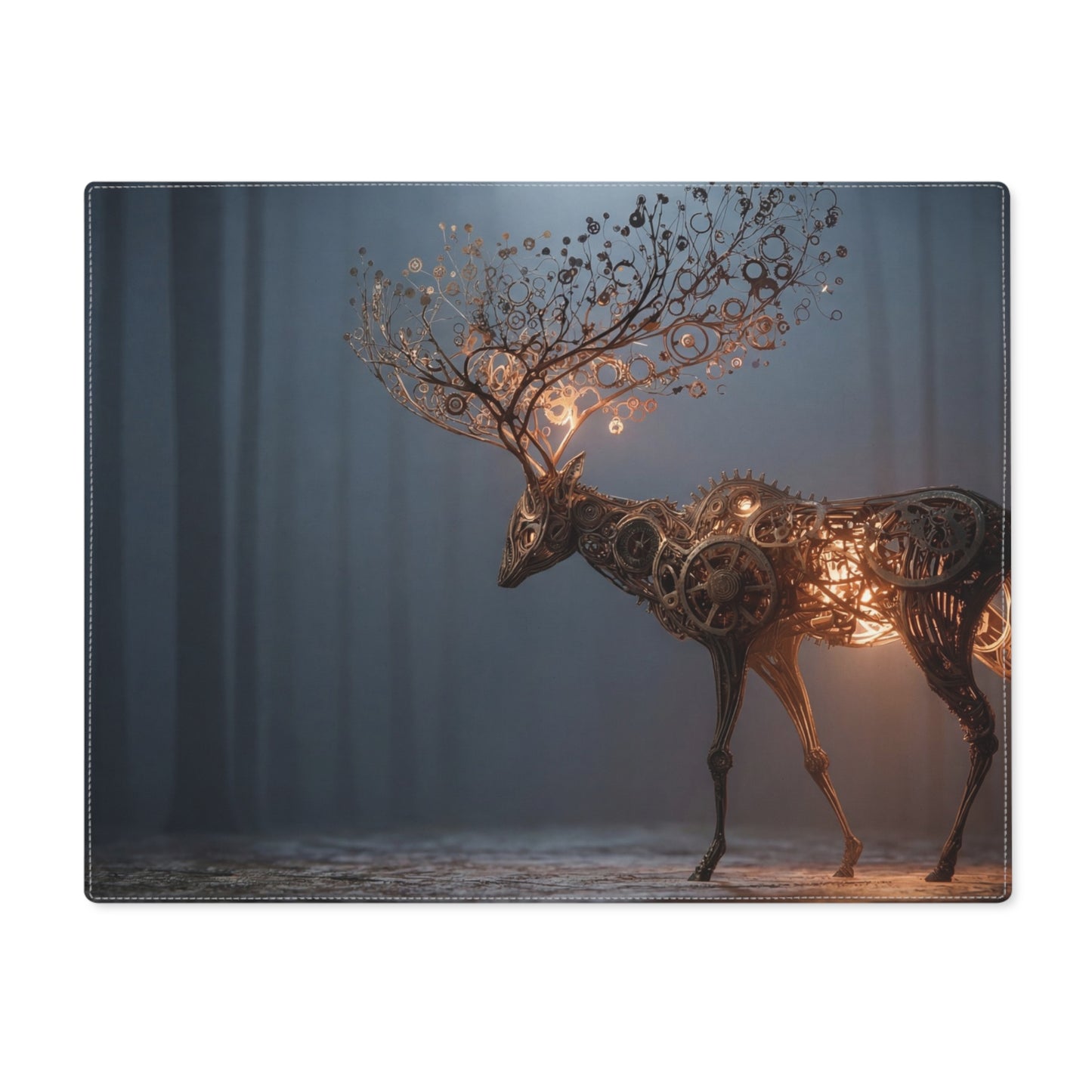 Gearheart Deer Placemat – Luminescent Steampunk Forest Sentinel