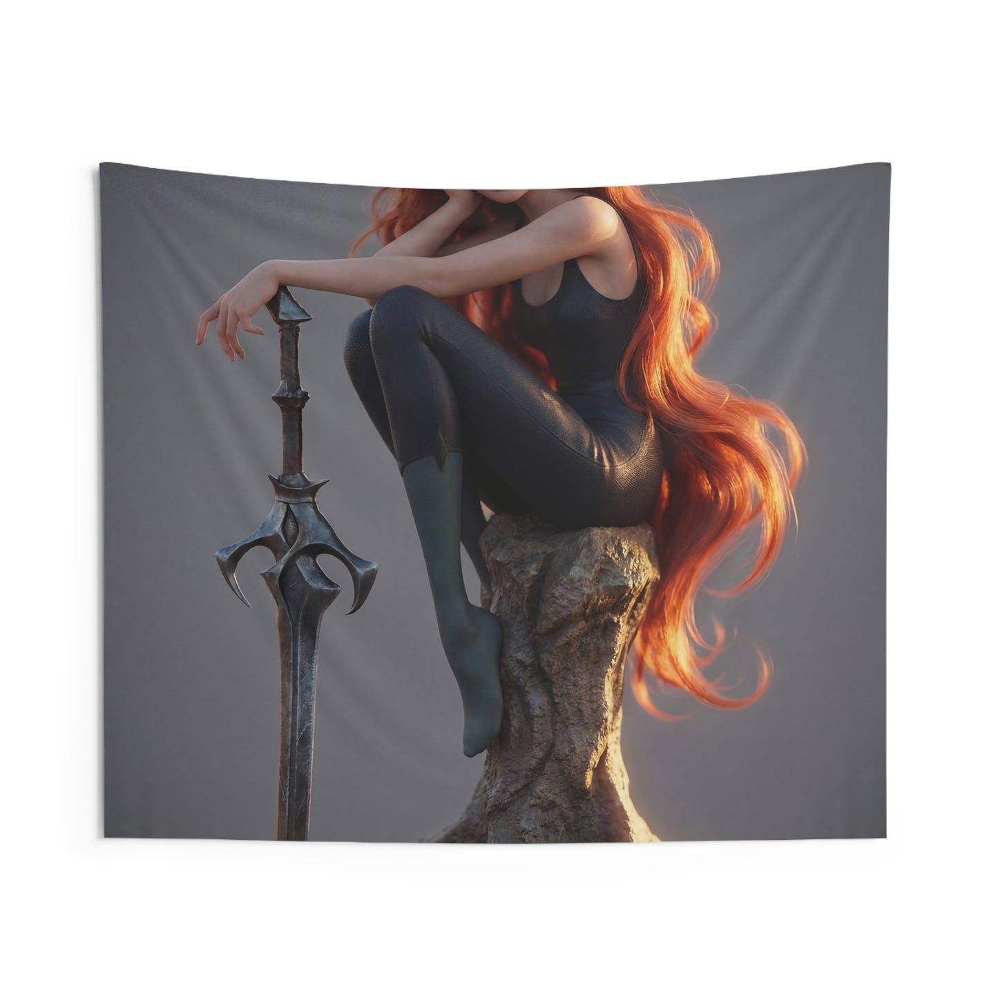 Crimson Sentinel Indoor Wall Tapestries – Sunset Vigil on the Stone