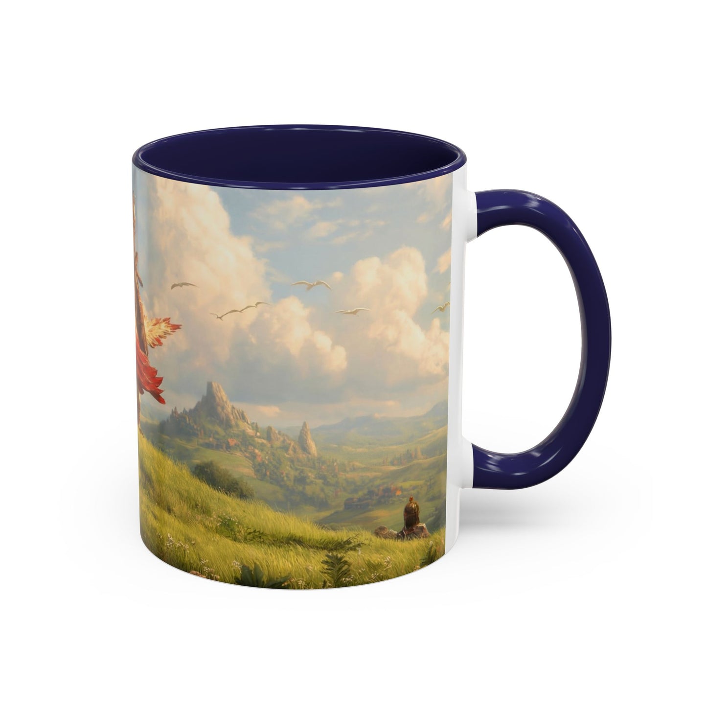 Great Aerie Pathfinder Mug – Dawn’s Flight Over Verdant Hills