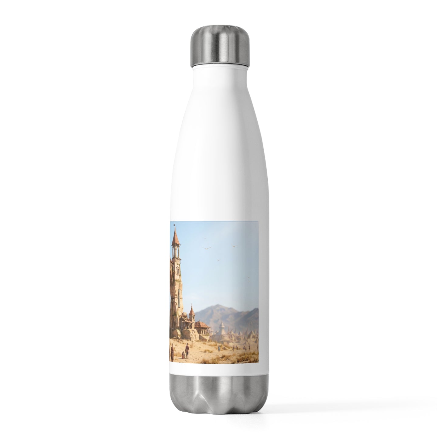 Desert Citadel Gate 20oz Insulated Bottle – Sun-Kissed Sandscape with Ancient Arch