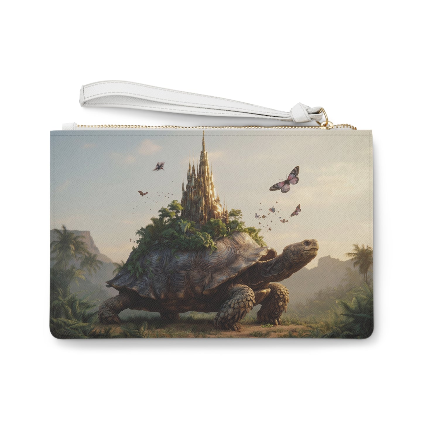 Castle on Turtle Clutch Bag – Sunset Sanctuary in Tropical Twilight