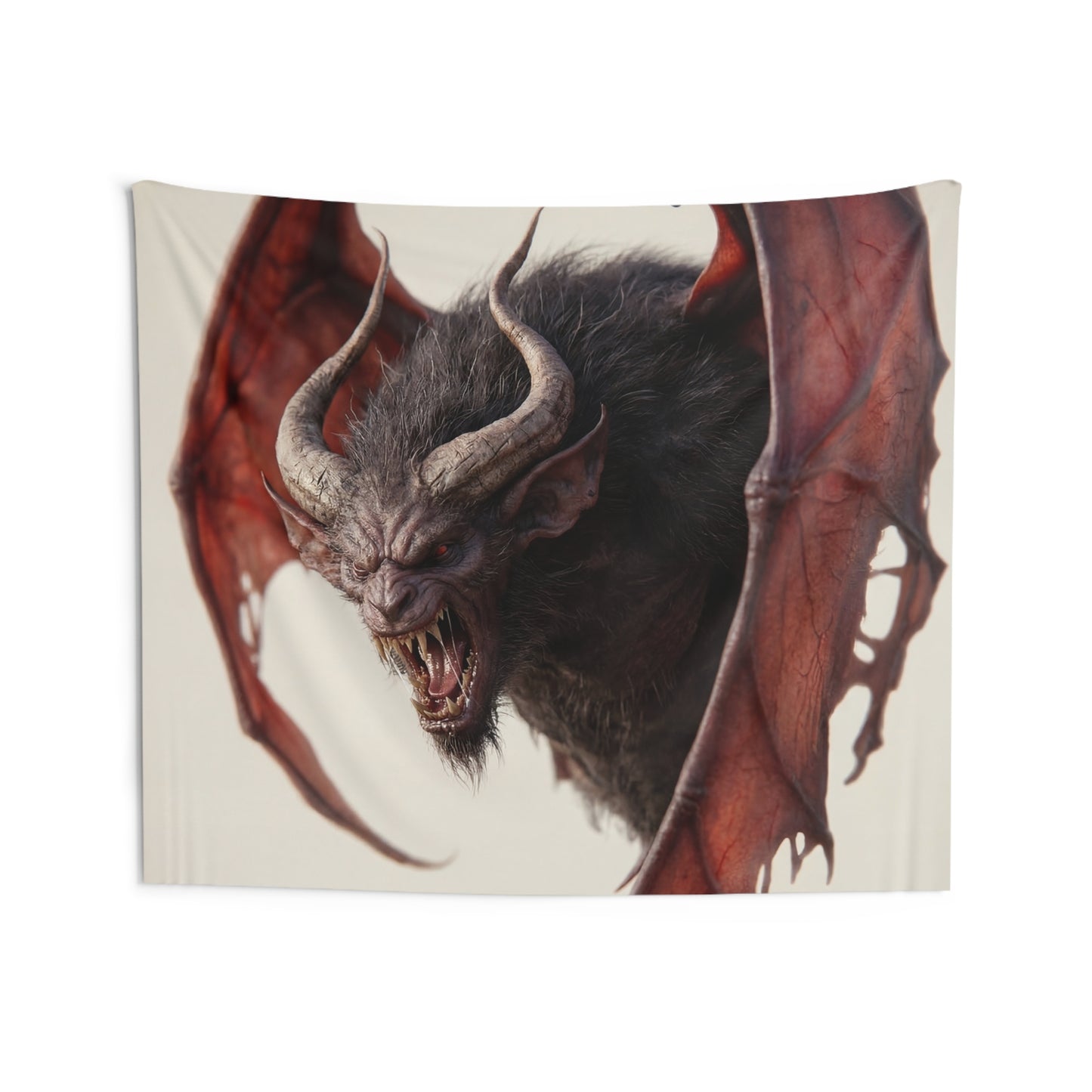 Wrathful Winged Beast Indoor Wall Tapestries – Crimson Scream Against the Pale Sky