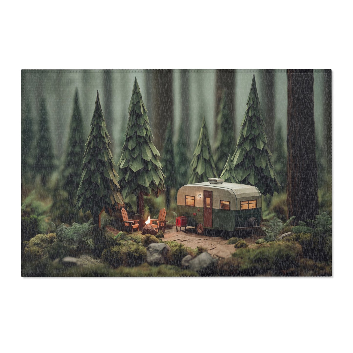 Forest Campervan Area Rug – Whispering Pines & Warm Light