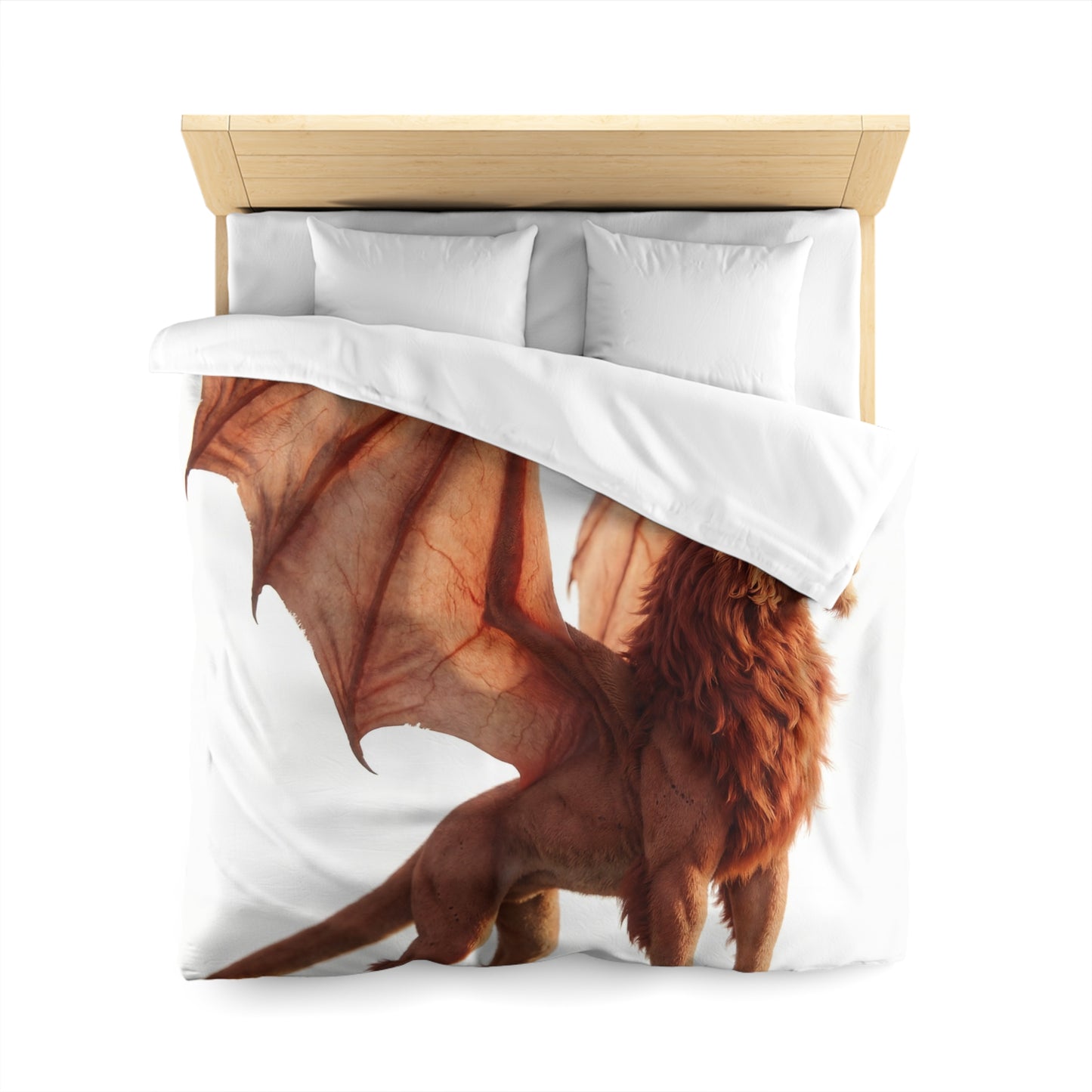 Winged Lion Sentinel Microfiber Duvet Cover – Sunset Majesty on the Ridge