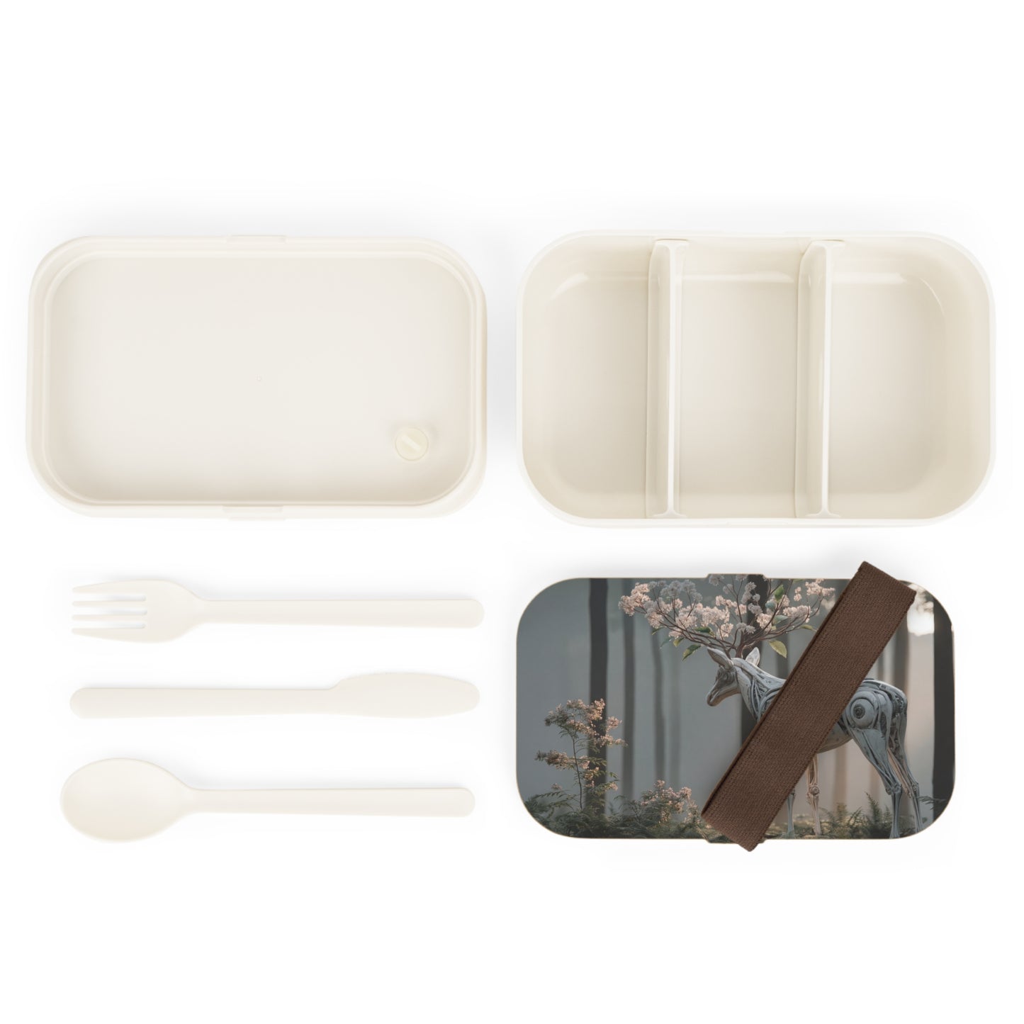 Mechanical Deer with Blossoming Antlers Bento Lunch Box – Whimsical Forest Guardian