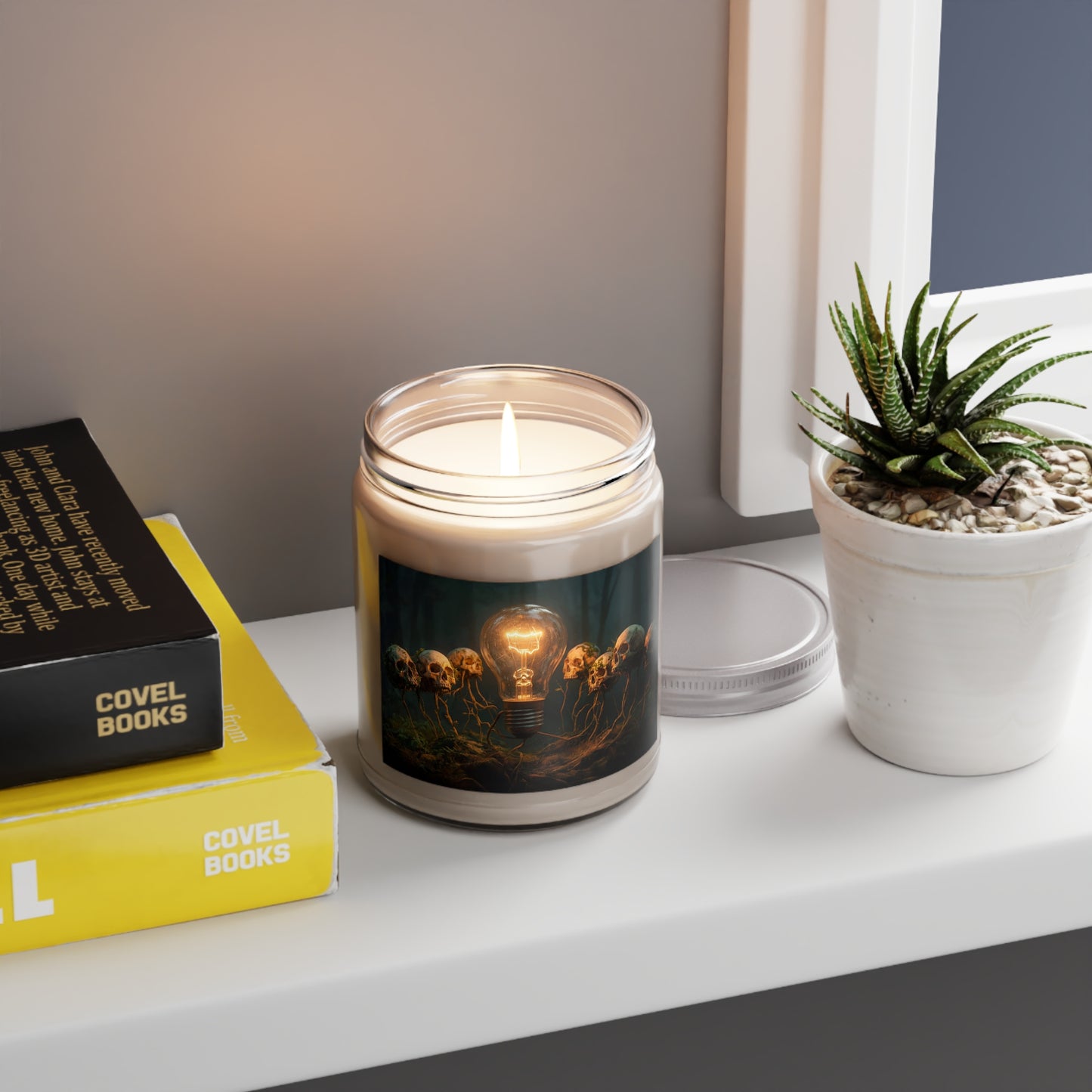 Illuminated Idea Bulb Scented Soy Candles with White Lid, 9oz – Warmth in the Whispering Woods