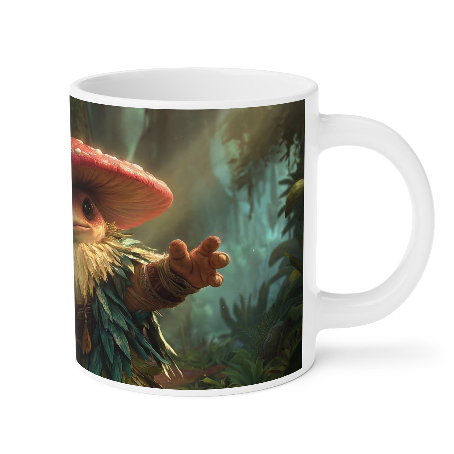Forest Guardian Mushroom Warrior Ceramic Mugs (11oz\15oz\20oz) – Sunlit Canopy Embrace