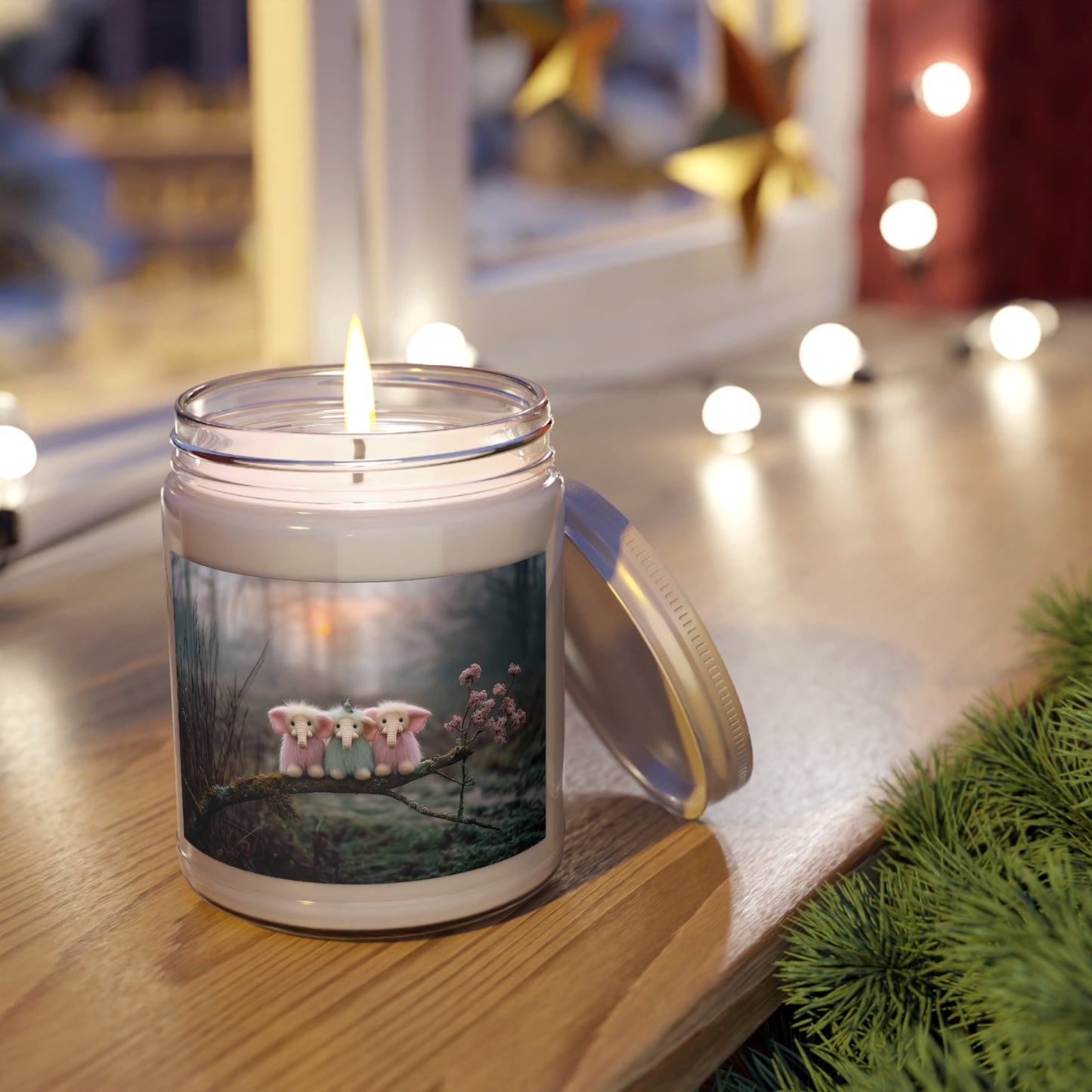 Three Tiny Elephants Scented Soy Candles with White Lid, 9oz – Mossy Branch Sunset Friends