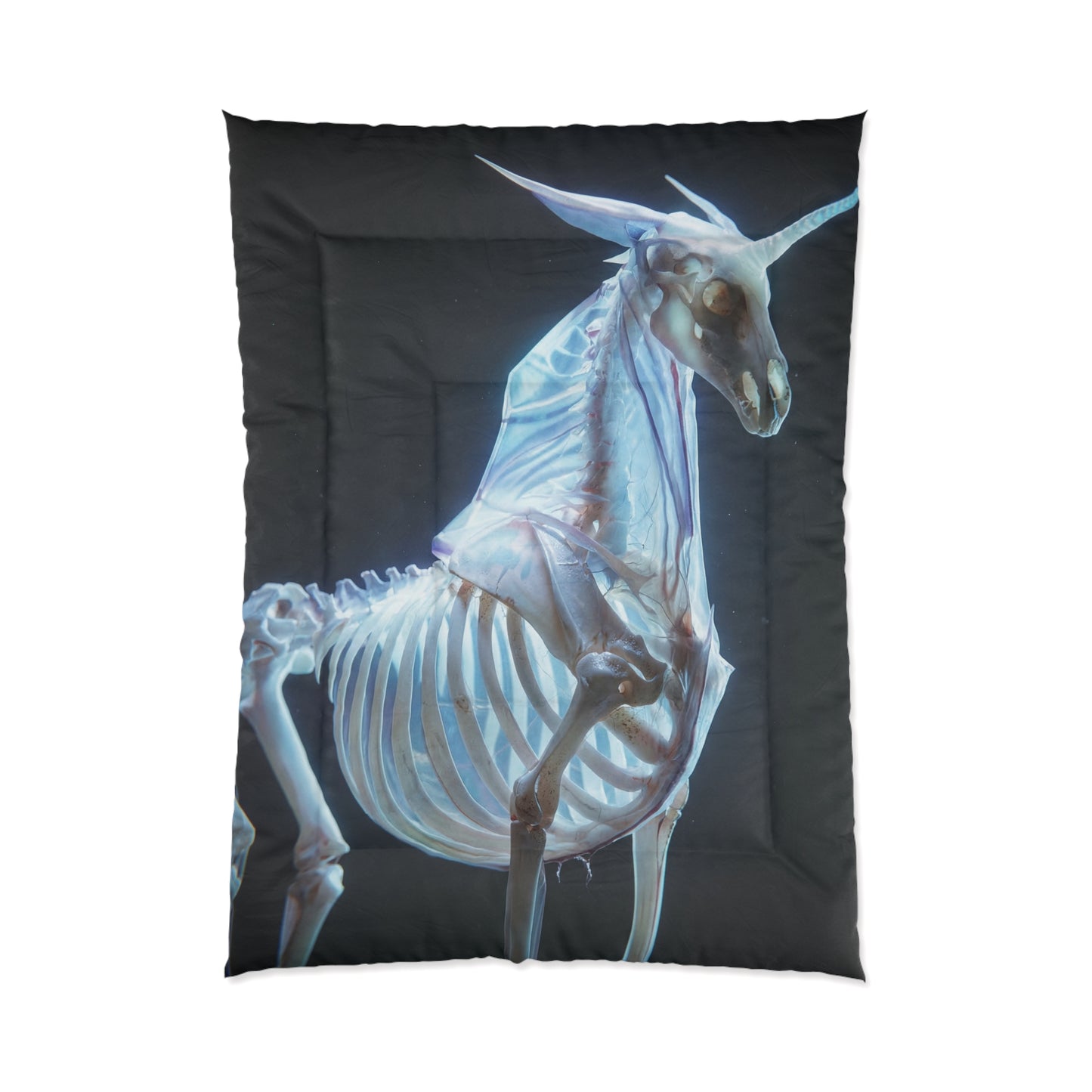 Celestial Unicorn Skeleton Comforter – Glowing Bone Dreamscape