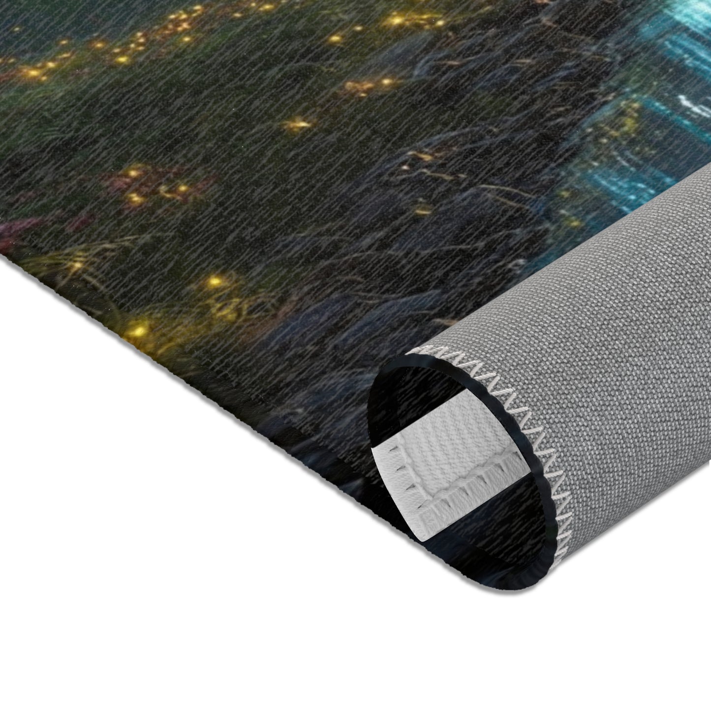 Whispering Forest Stream Rug – Azure Luminescence Dreamscape