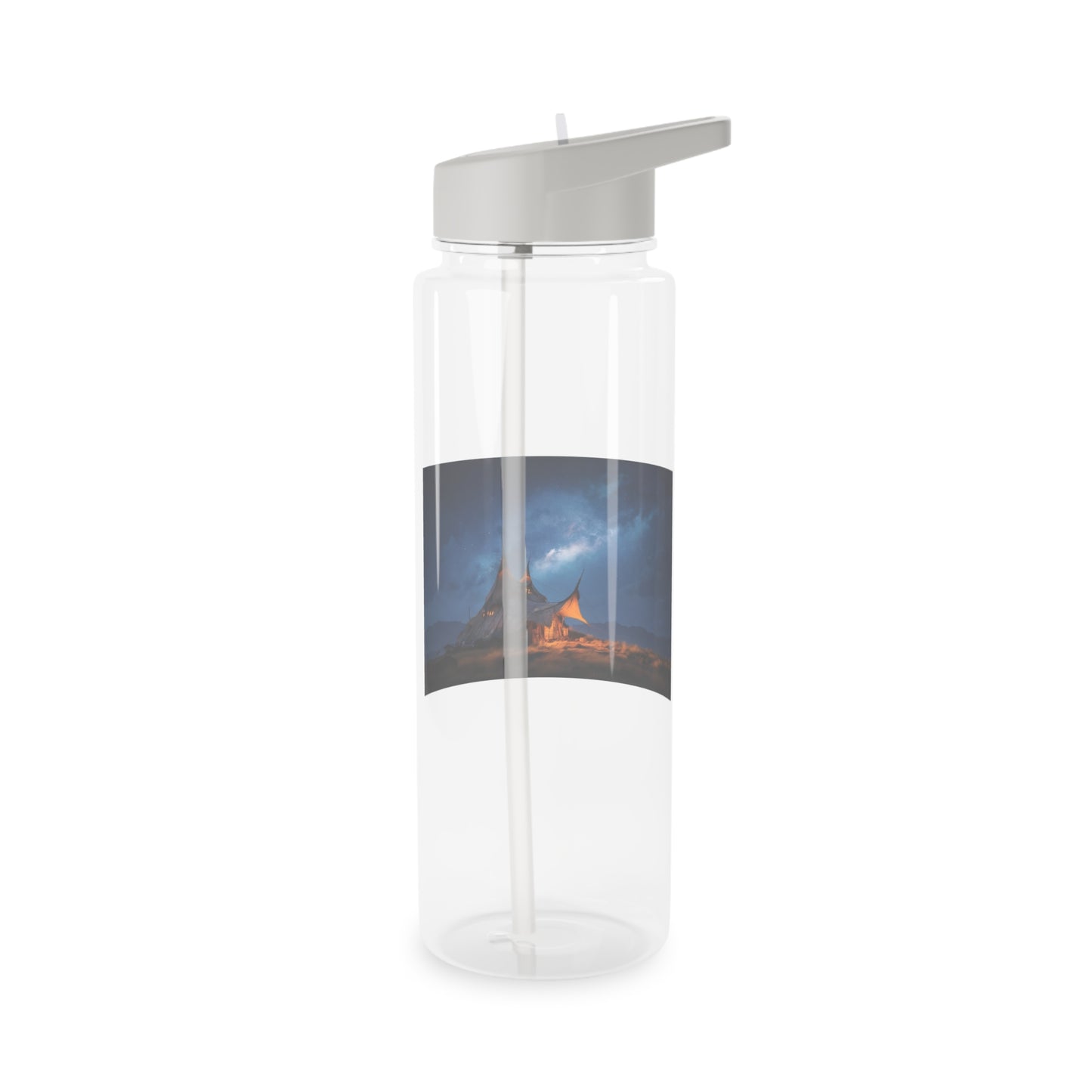 Starlit Wagon Tent Water Bottle – Amber Glow Under Milky Way