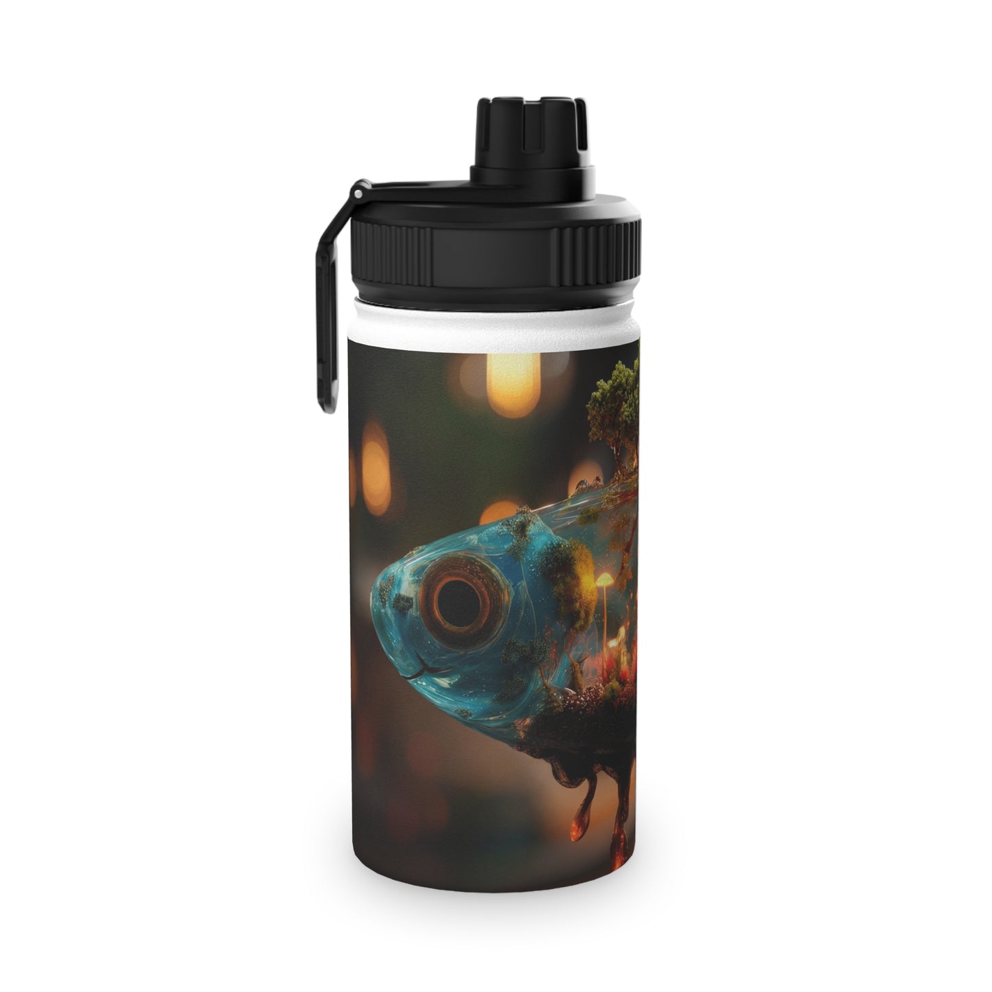 Forest Within Fish Stainless Steel Water Bottle, Sports Lid – Liquid Eden Dreamscape