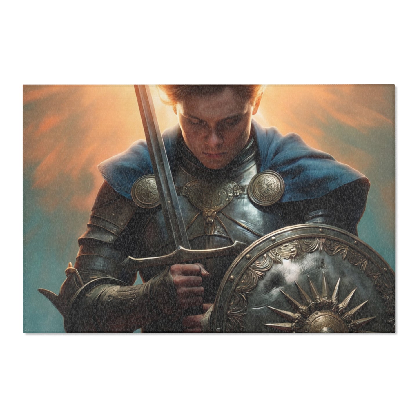 Dawn-Kissed Sentinel Area Rug – Armor of the Sunlit Quest