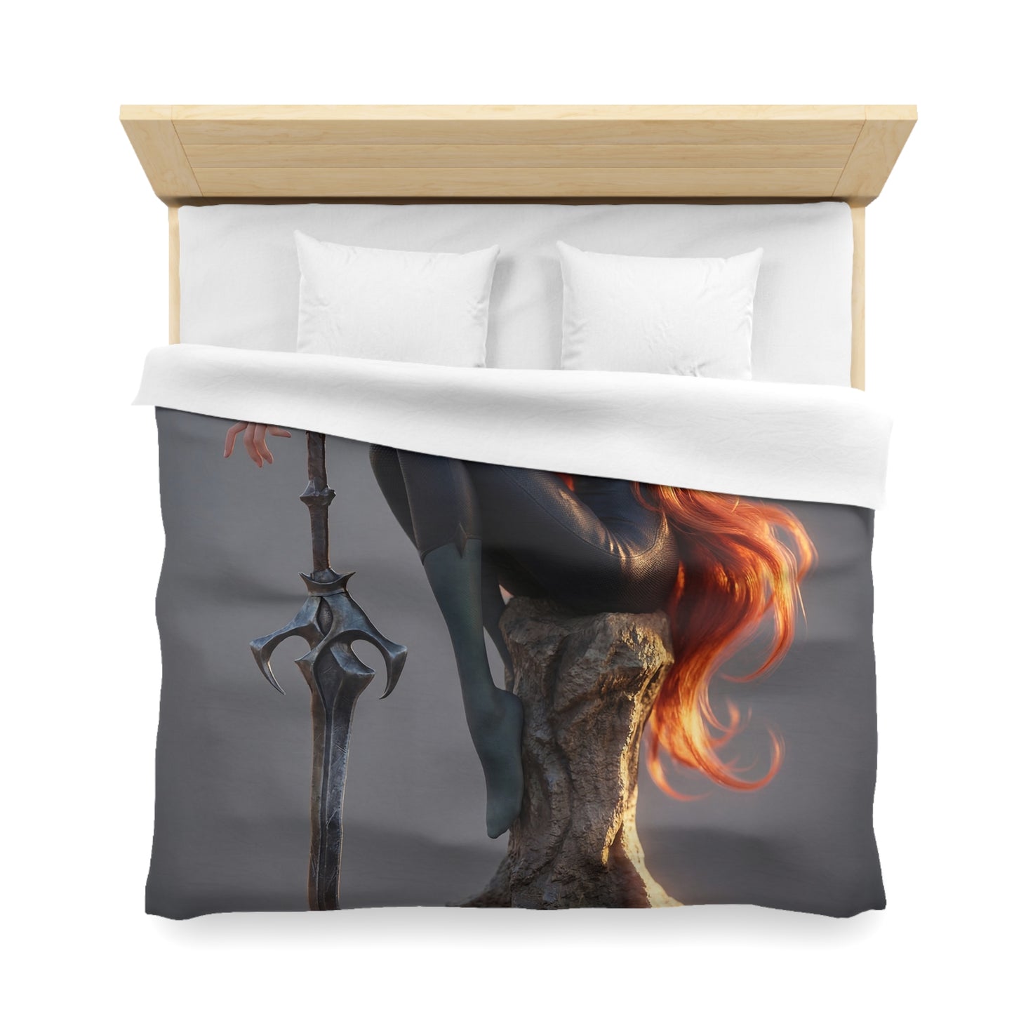 Crimson Sentinel Microfiber Duvet Cover – Sunset Resting on a Weathered Stone