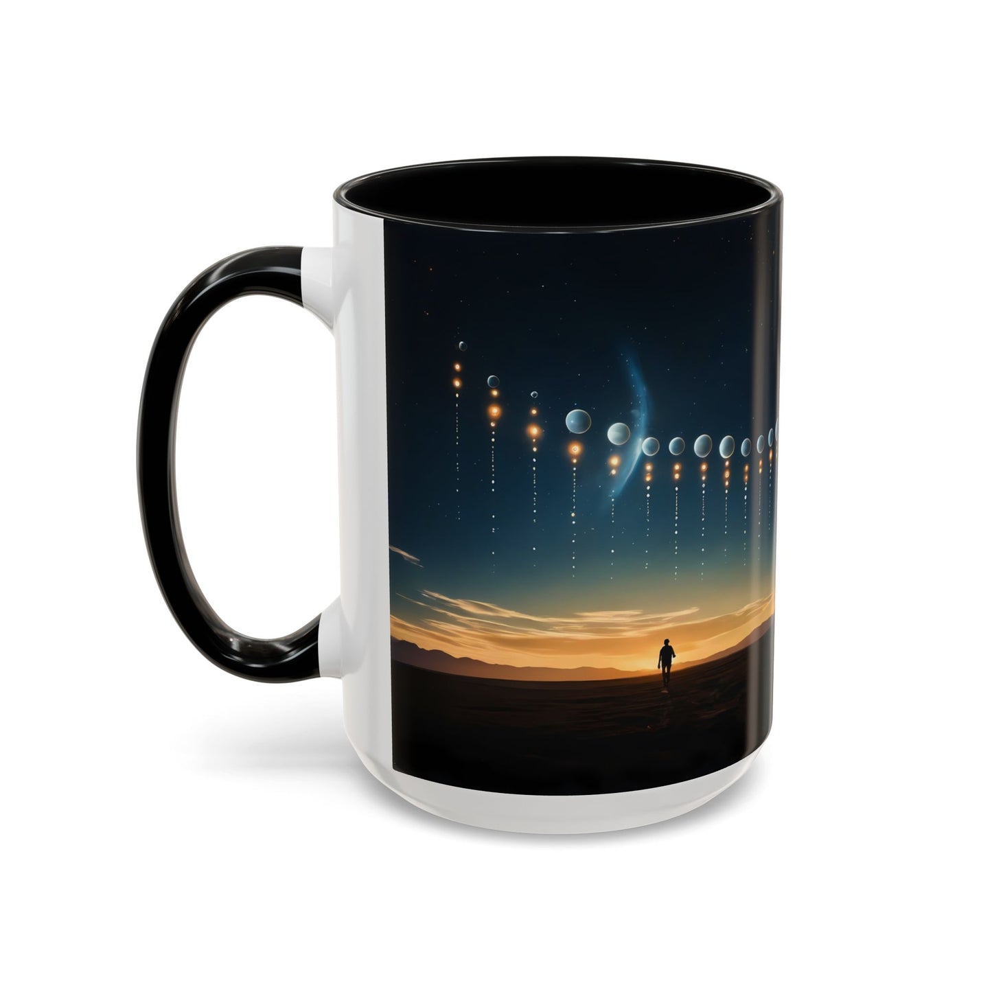 Celestial Pathway Accent Coffee Mug (11, 15oz) – Lone Walker Among Falling Moons