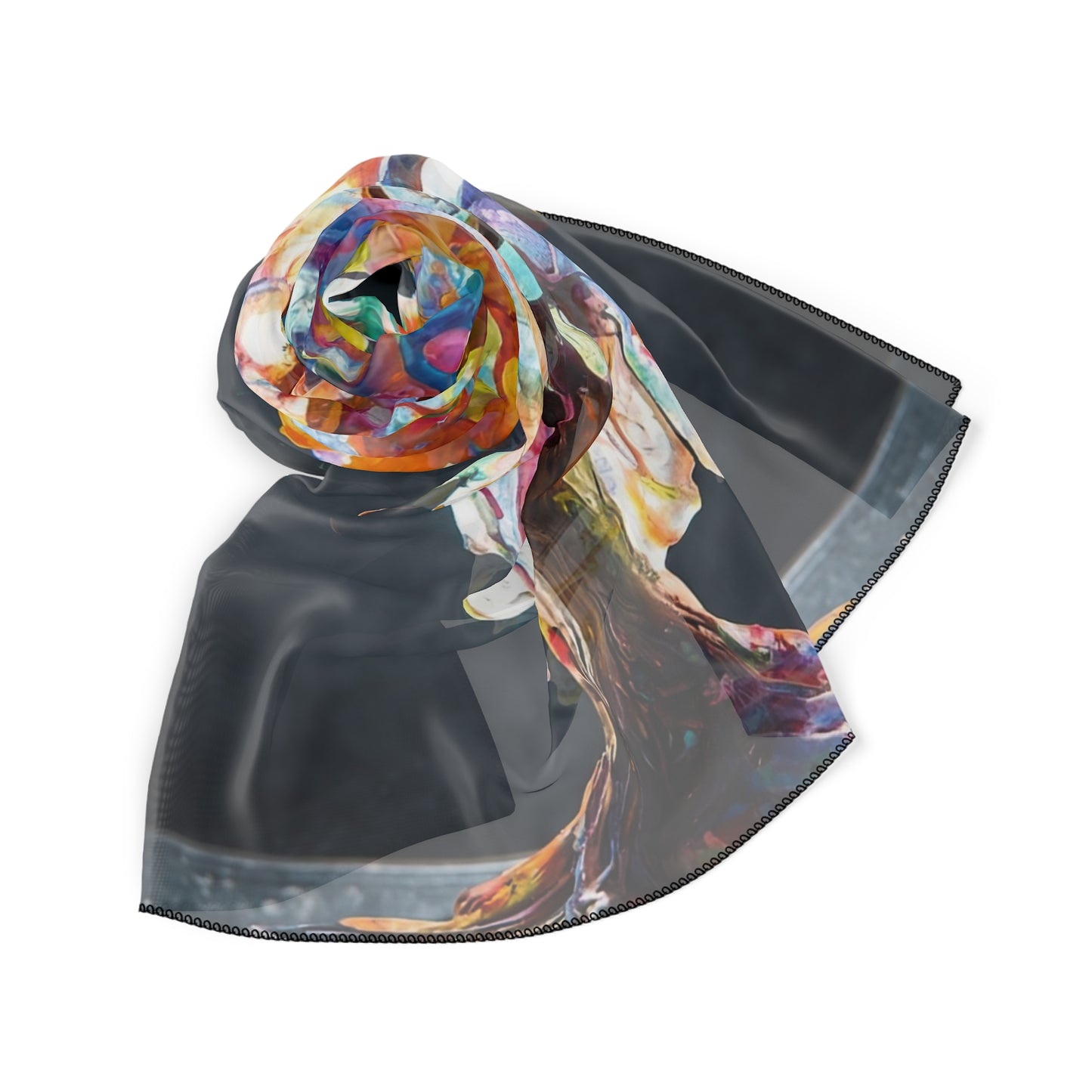 Chromatic Life Tree Poly Scarf – Where Paint Meets Rooted Wonder