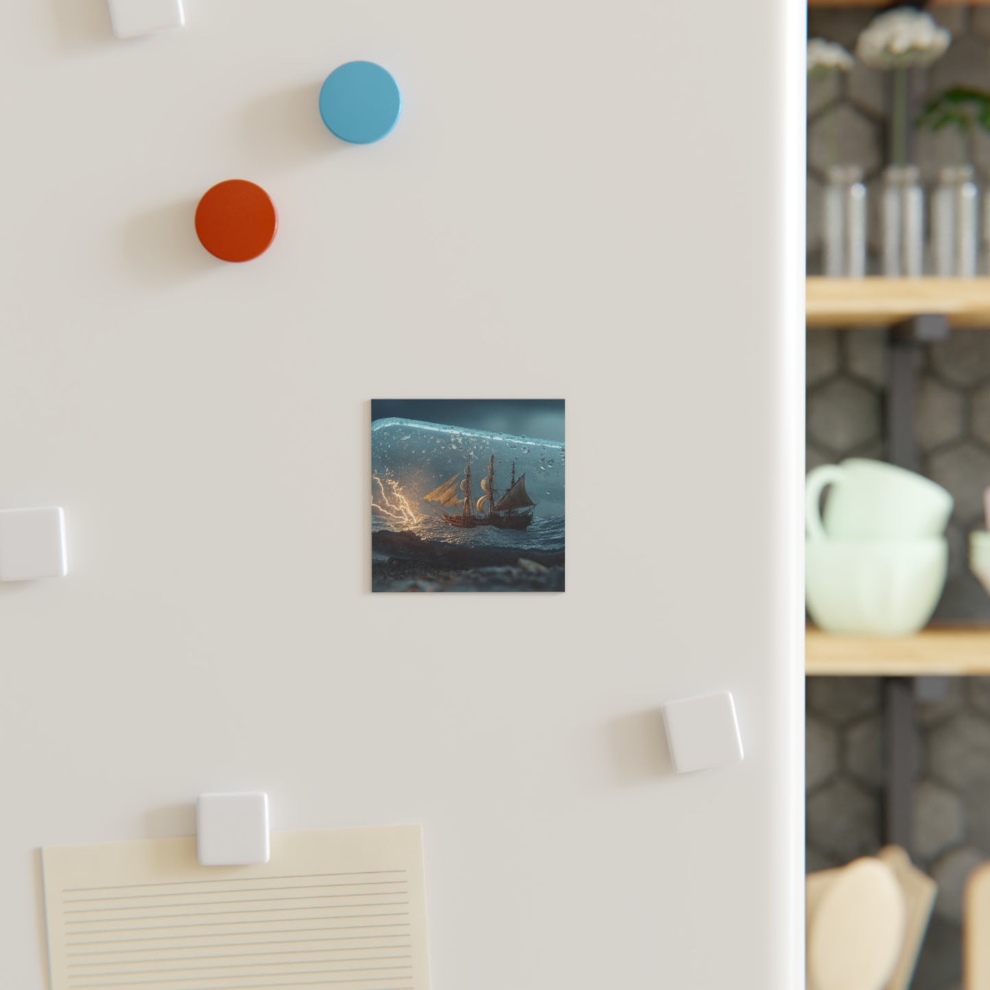 Stormbound Galleon Square Magnet – Bottle’s Whispering Seascape