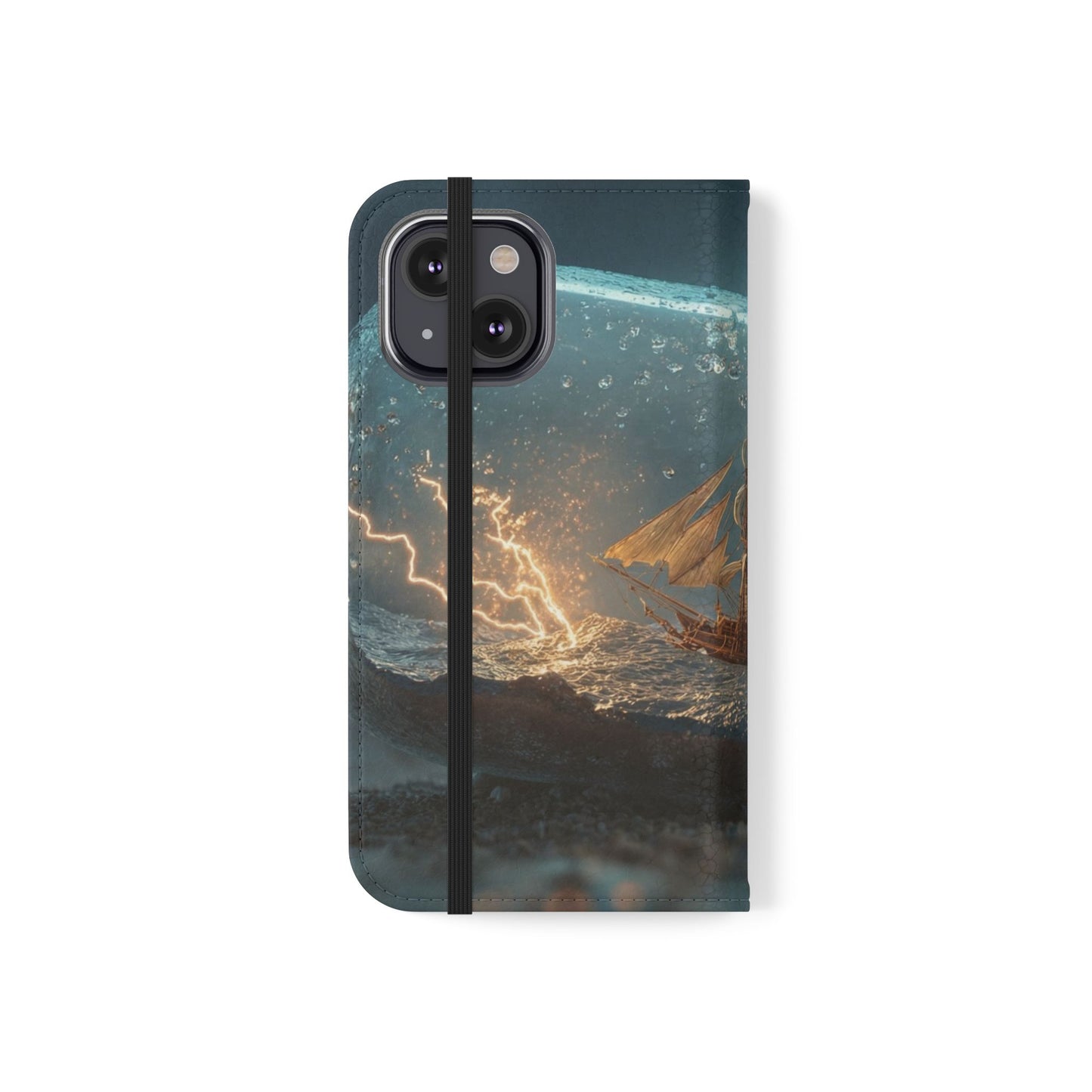 Storm-Struck Galleon Flip Cases – Lightning Inside Glass Bottle