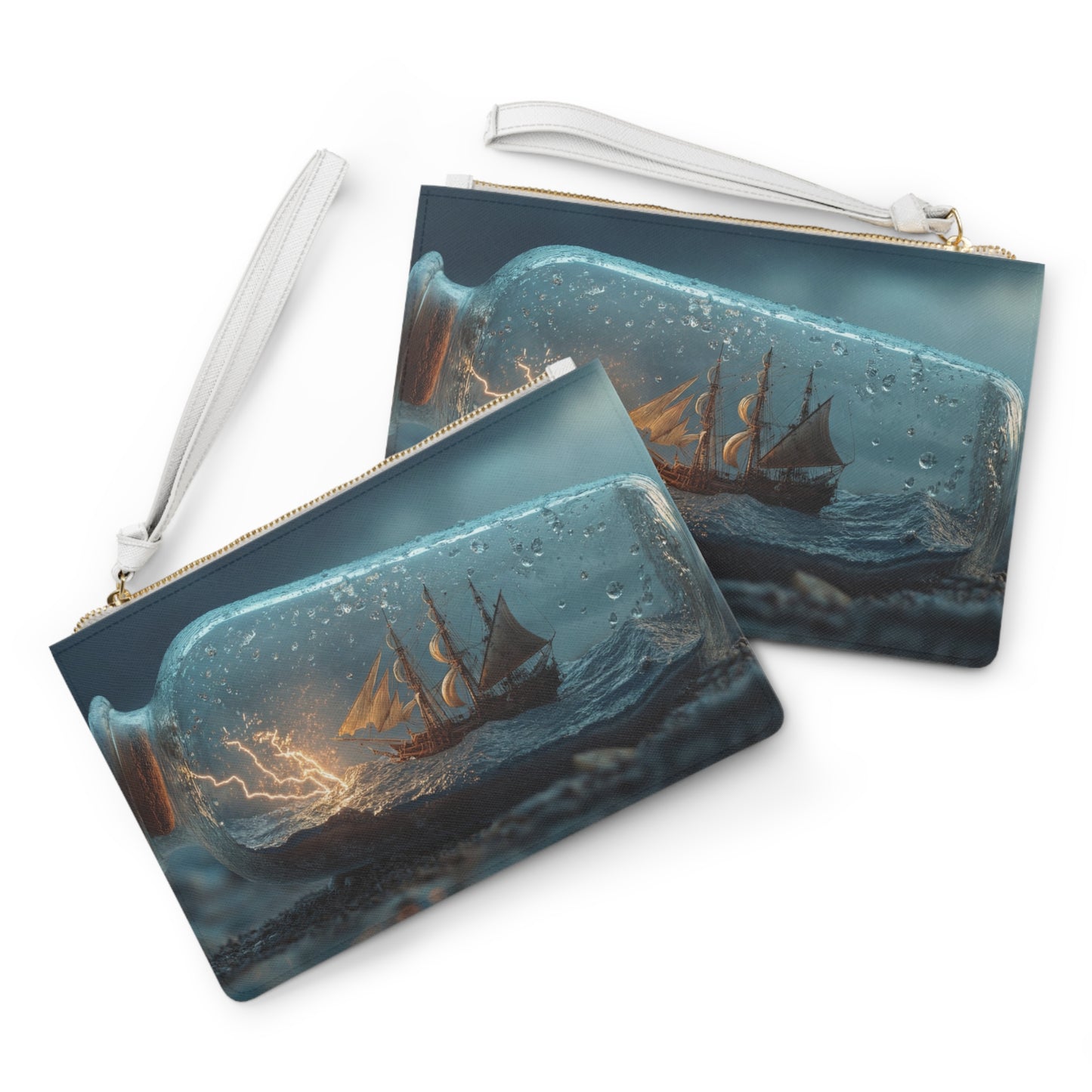 Storm-Sailed Ship in Bottle Clutch Bag – Pocket-Sized Ocean Odyssey