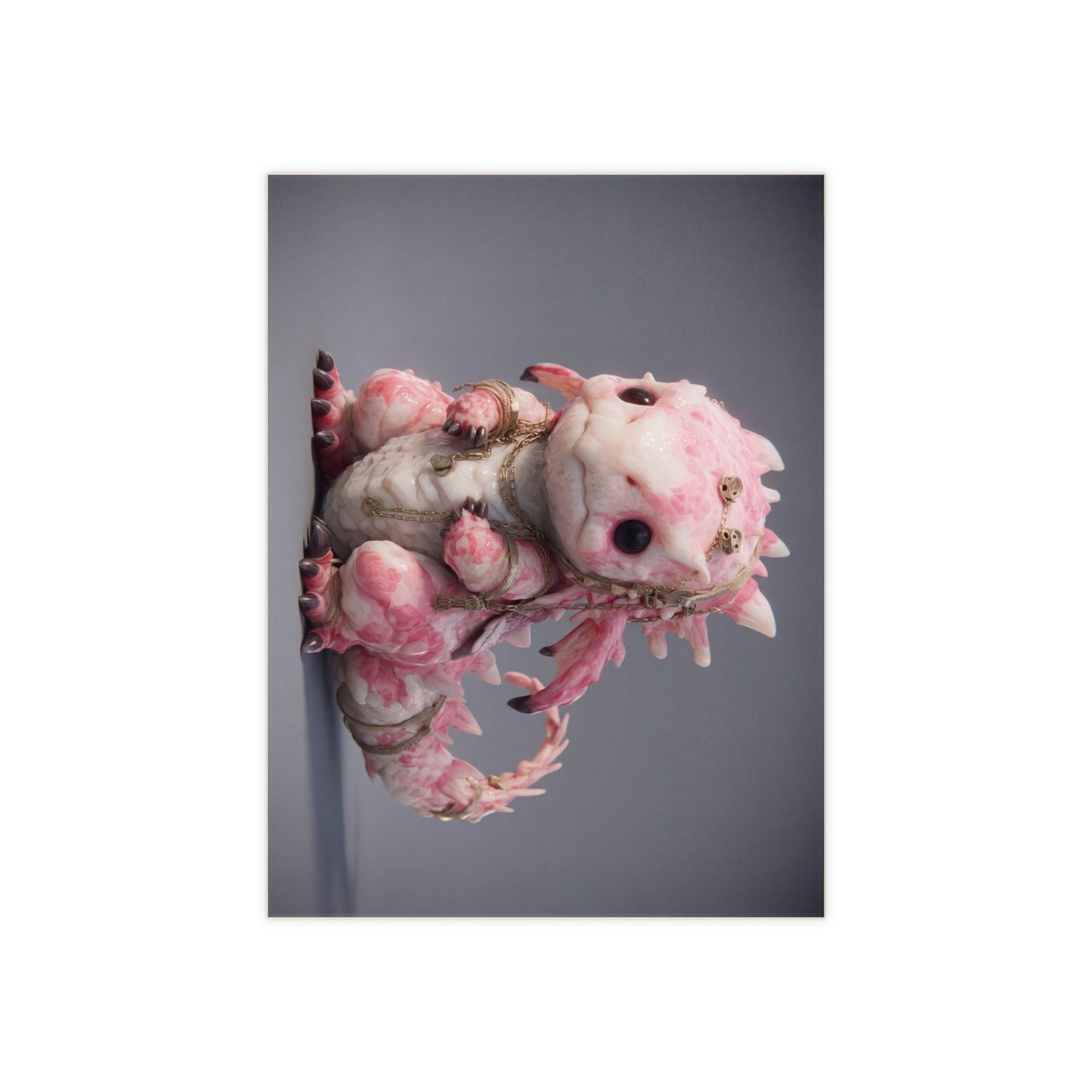 Pink Petal Dragon Ceramic Photo Tile – Regal Guardian of Soft Twilight
