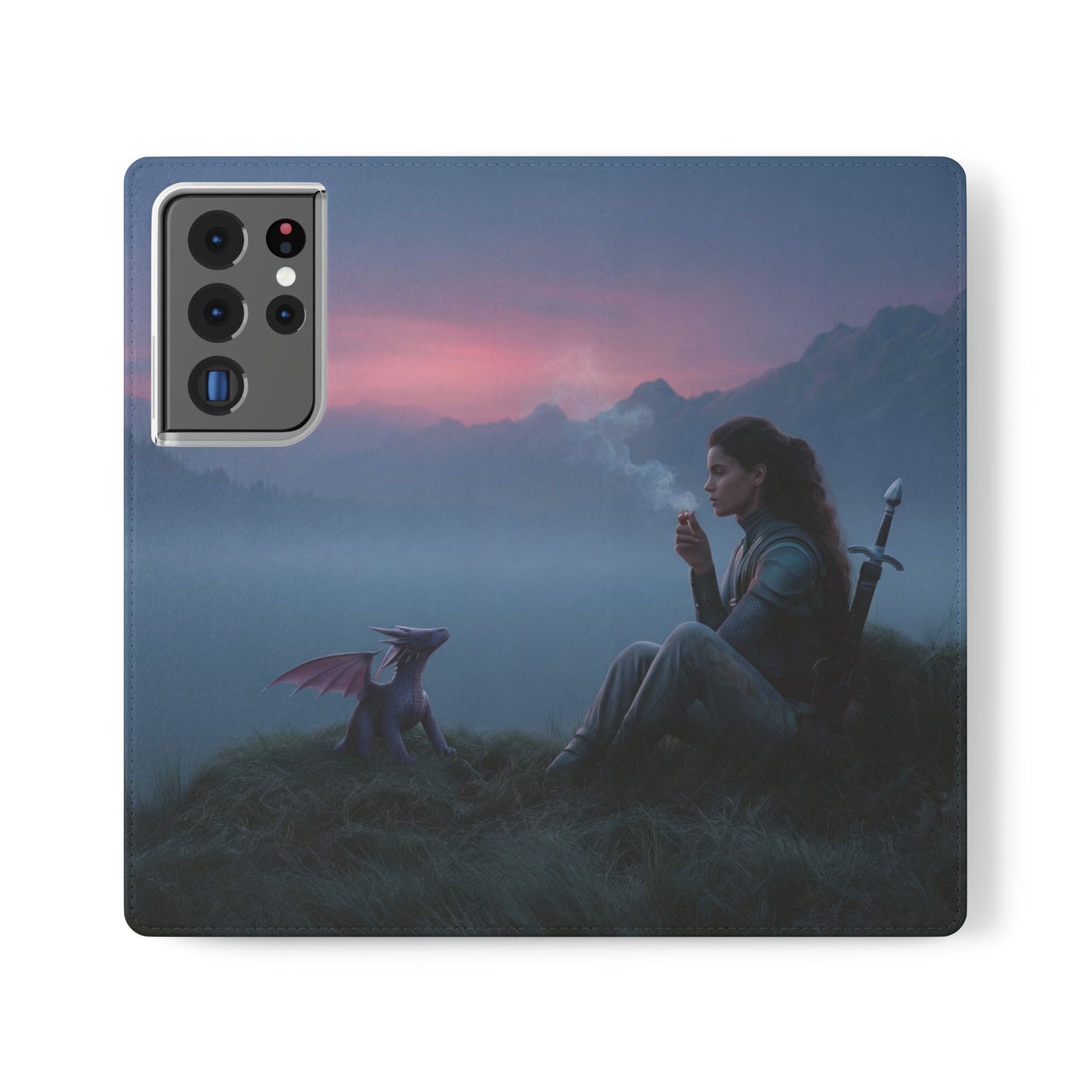 Silent Guardian Flip Cases – Misty Dawn Warrior and Dragon Companion